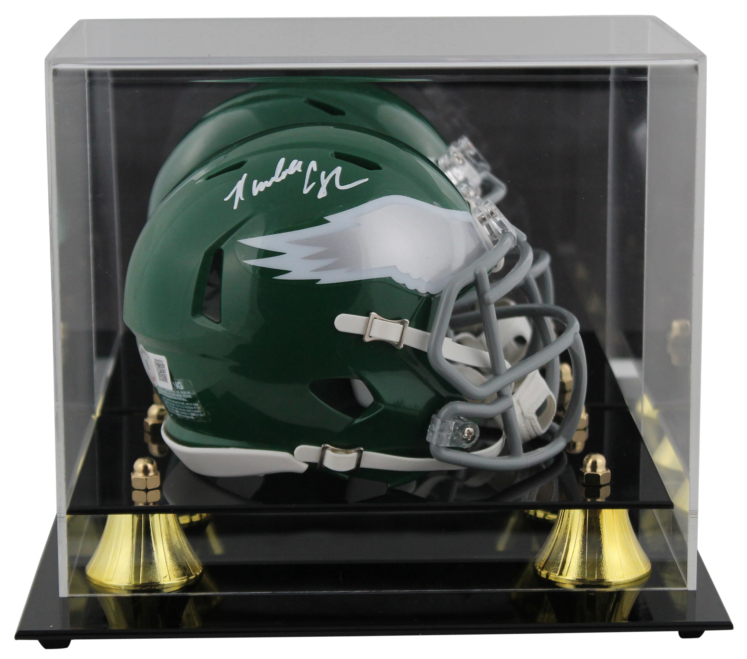 Eagles Randall Cunningham Signed 74-95 TB Speed Mini Helmet W/ Case BAS Wit - Image 2