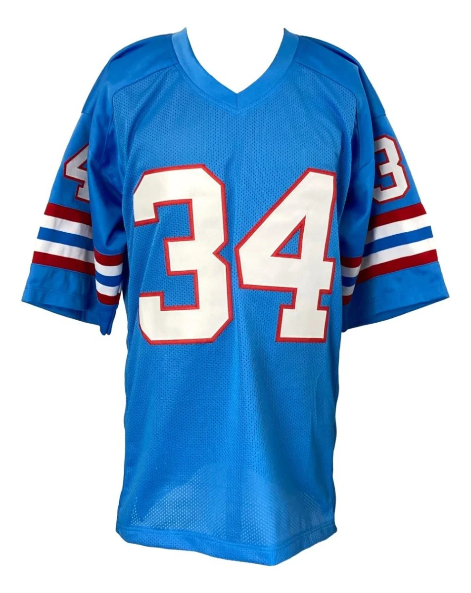 Earl Campbell Houston Signed Light Blue Football Jersey HOF 91 Inscribed BAS ITP - Image 3
