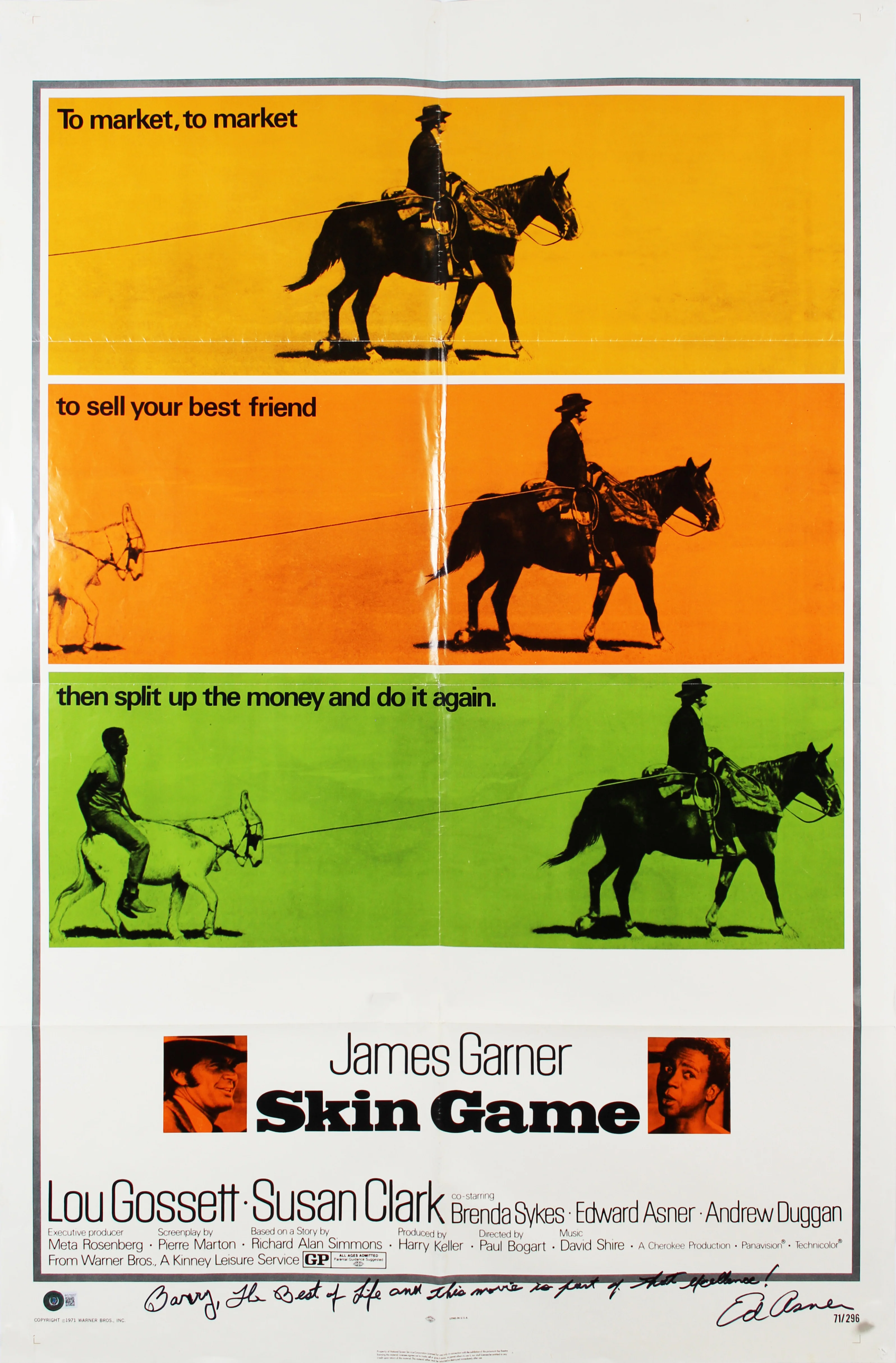 Ed Asner Skin Game Authentic Signed 27x41 Poster BAS #BG79207 - Image 2