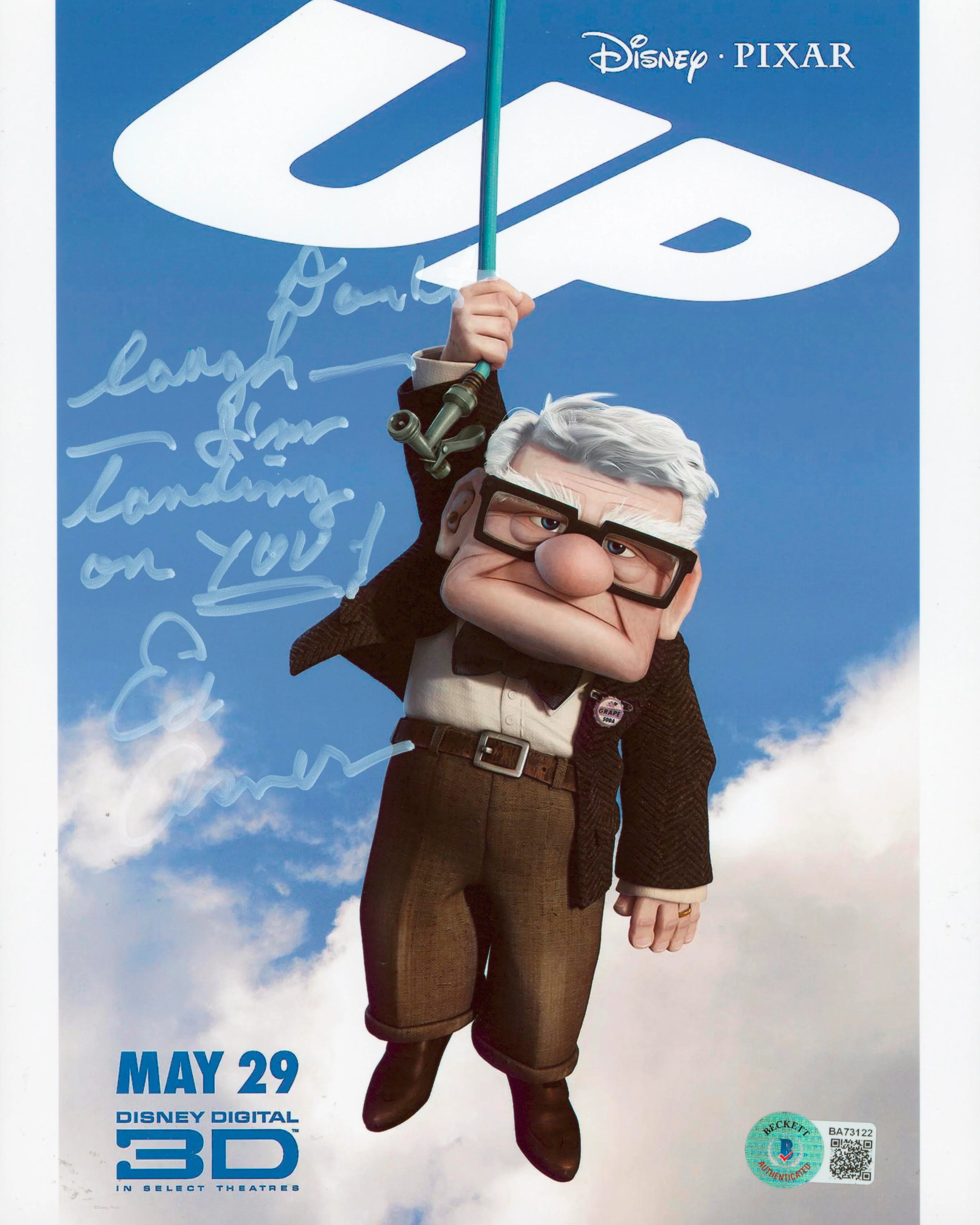 Ed Asner Up "Don't Laugh I'm Landing On You!" Signed 8x10 Photo BAS #BA73122 - Image 2