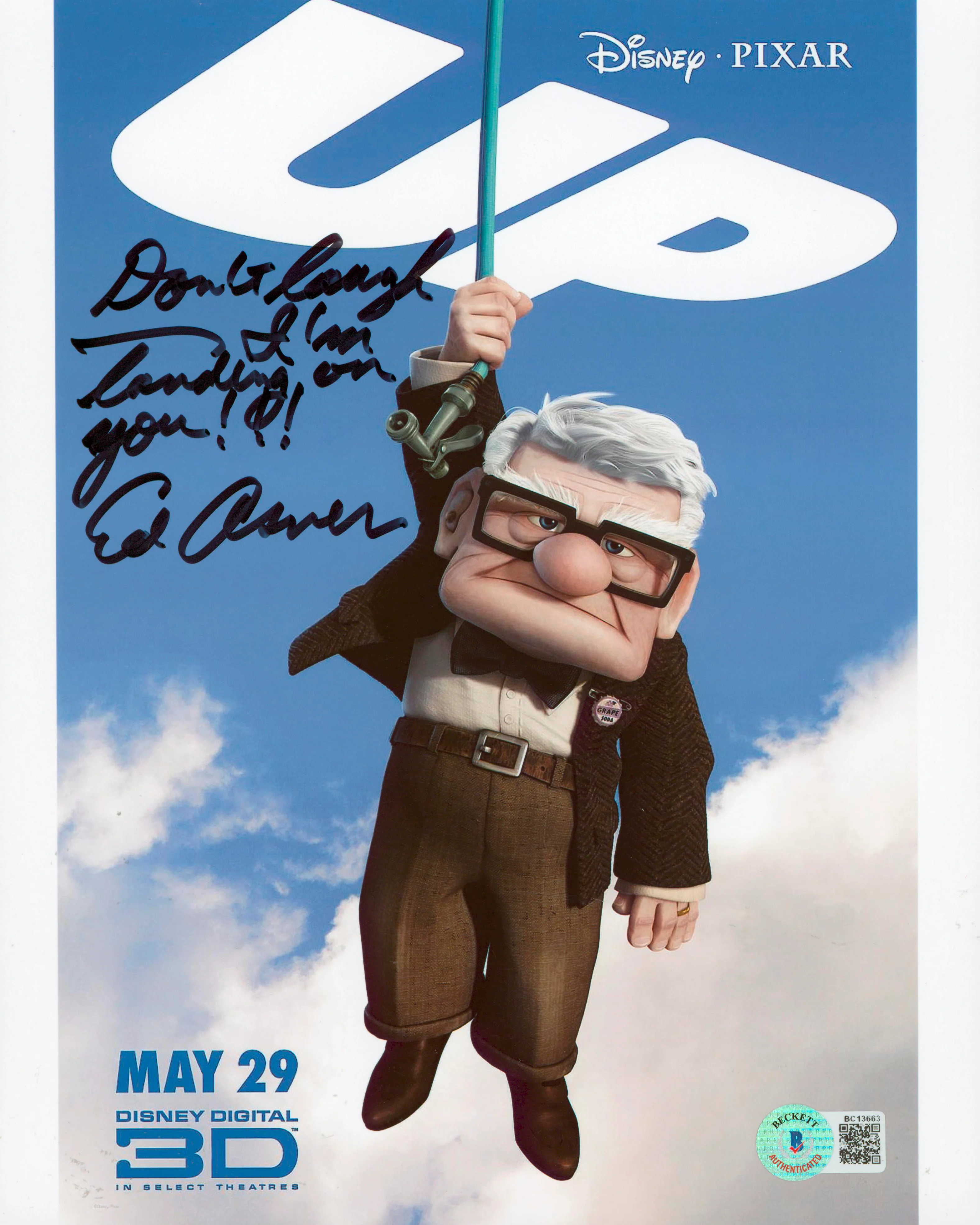 Ed Asner Up "Don't Laugh I'm Landing On You!" Signed 8x10 Photo BAS #BC13663 - Image 2