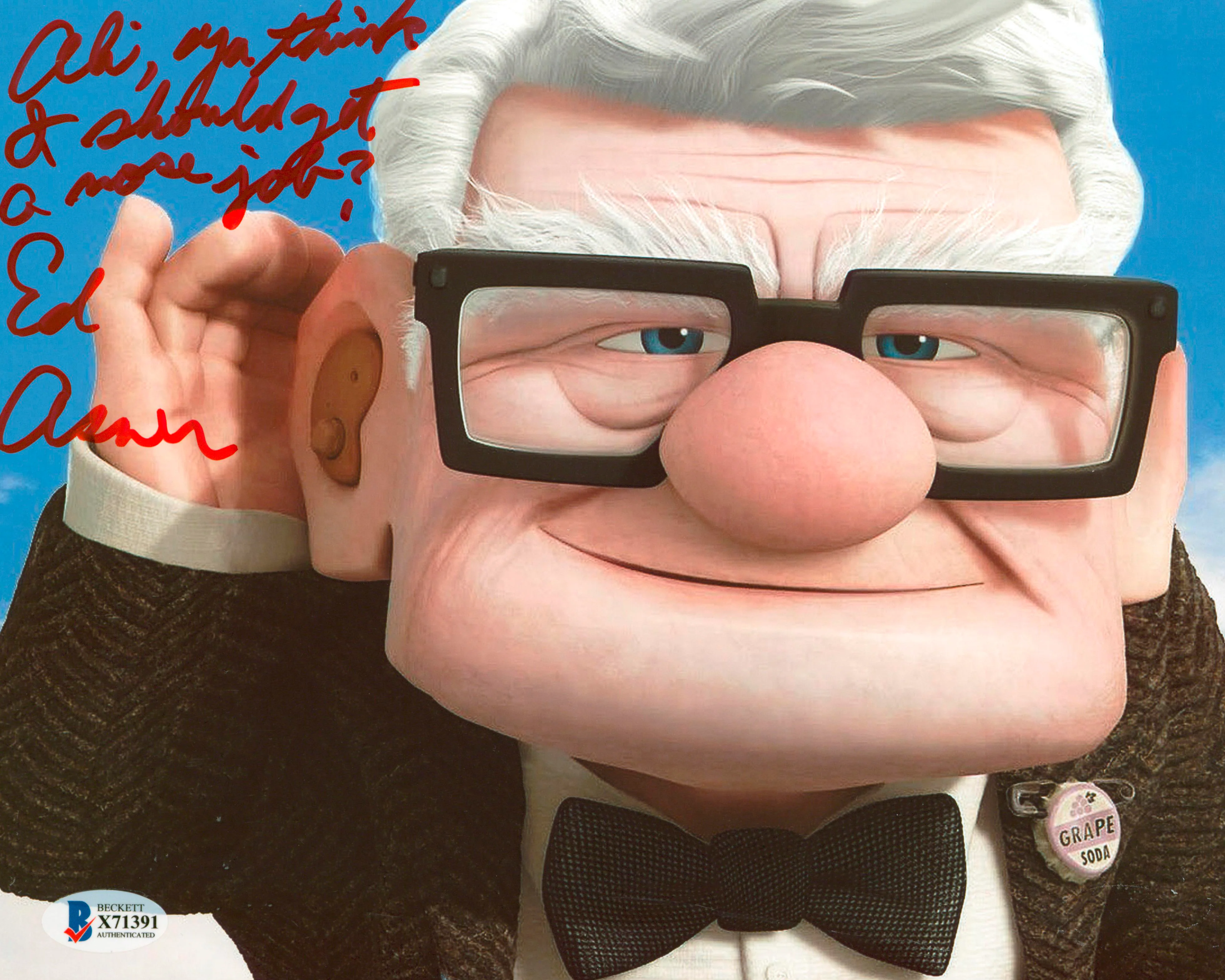 Ed Asner Up "Ya Think I Should Get A Nose Job?" Signed 8x10 Photo BAS #X71391 - Image 2