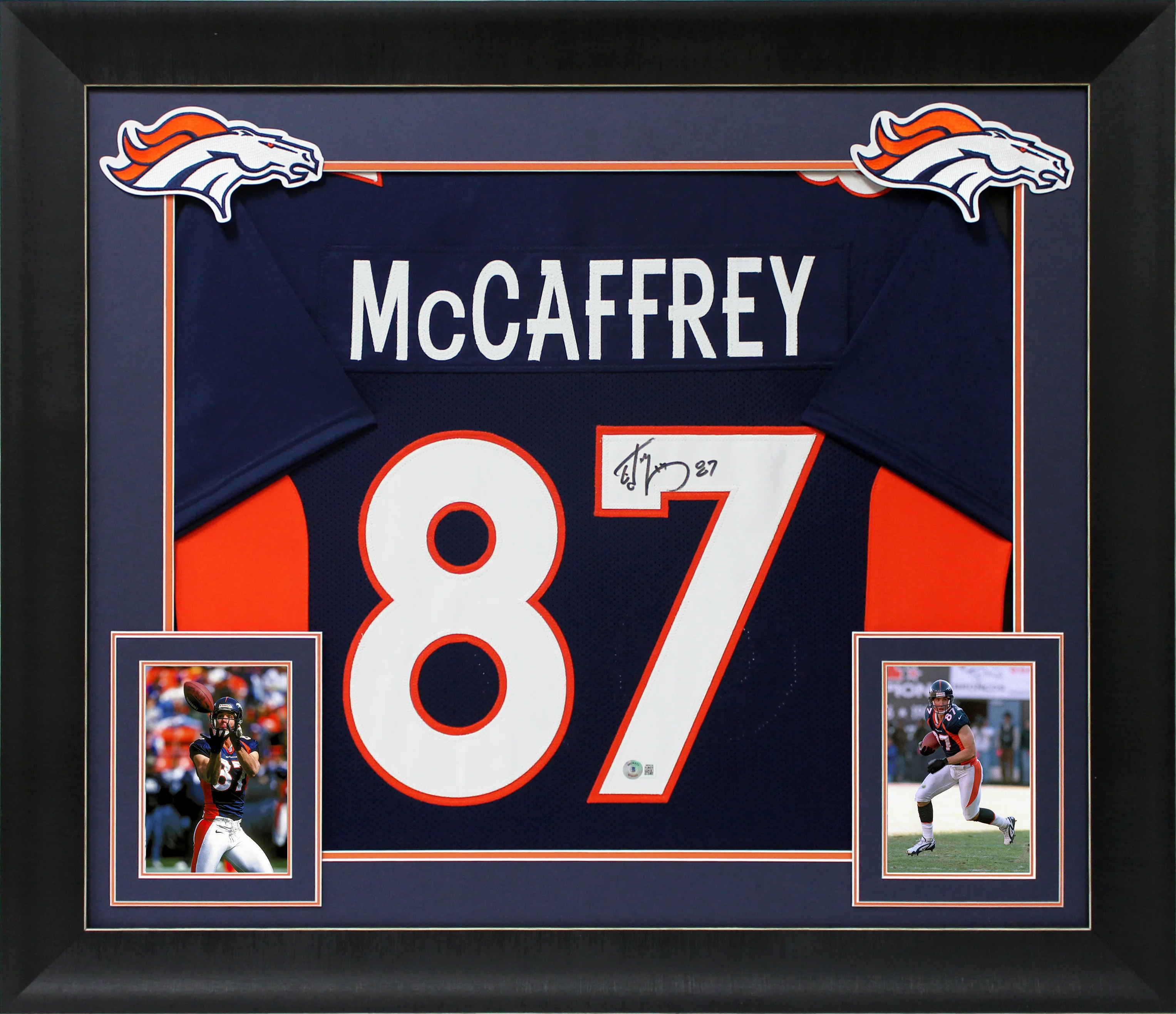 Ed McCaffrey Authentic Signed Navy Blue Pro Style Framed Jersey BAS Witnessed - Image 2