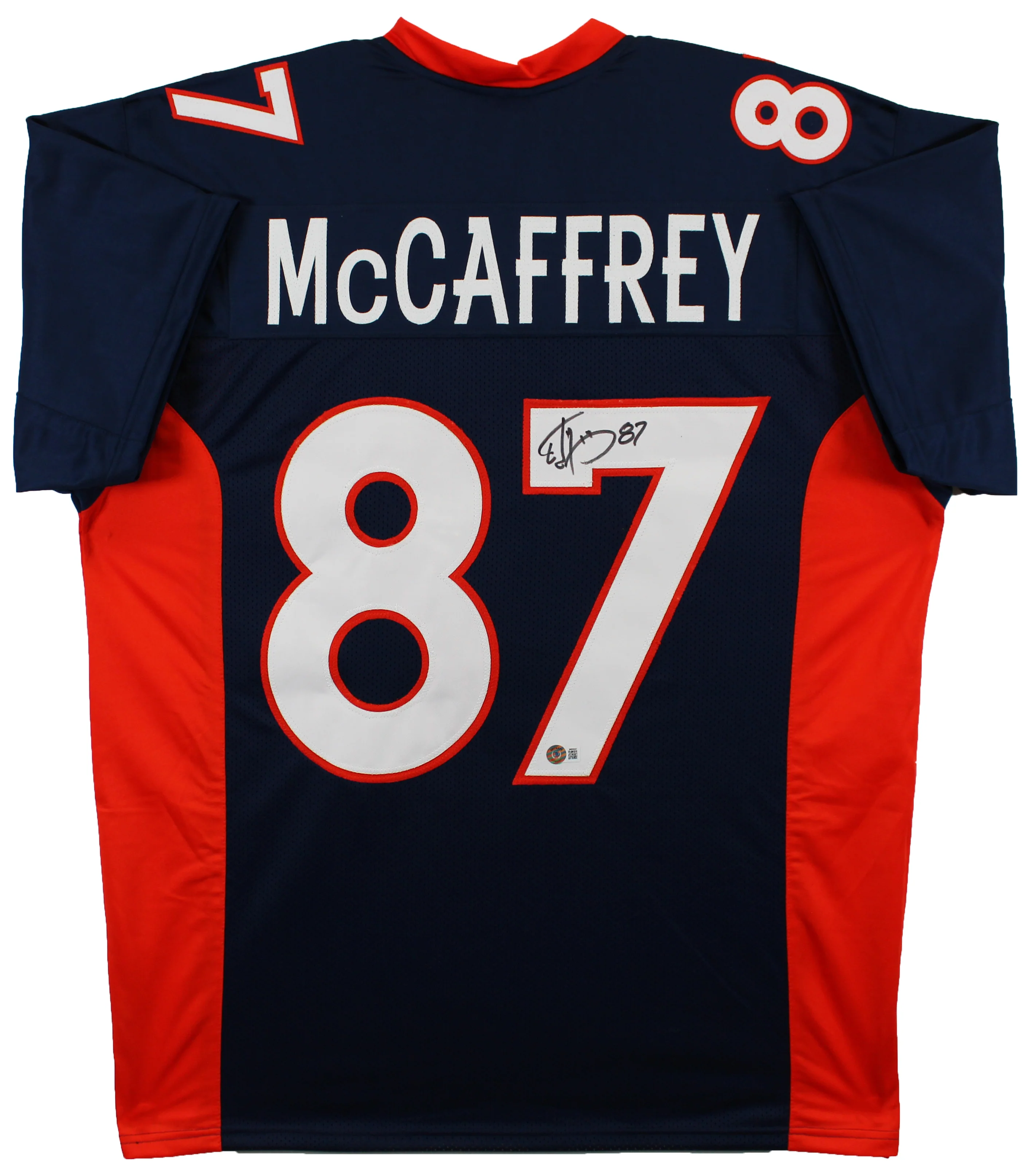 Ed McCaffrey Authentic Signed Navy Blue Pro Style Jersey BAS Witnessed - Image 2