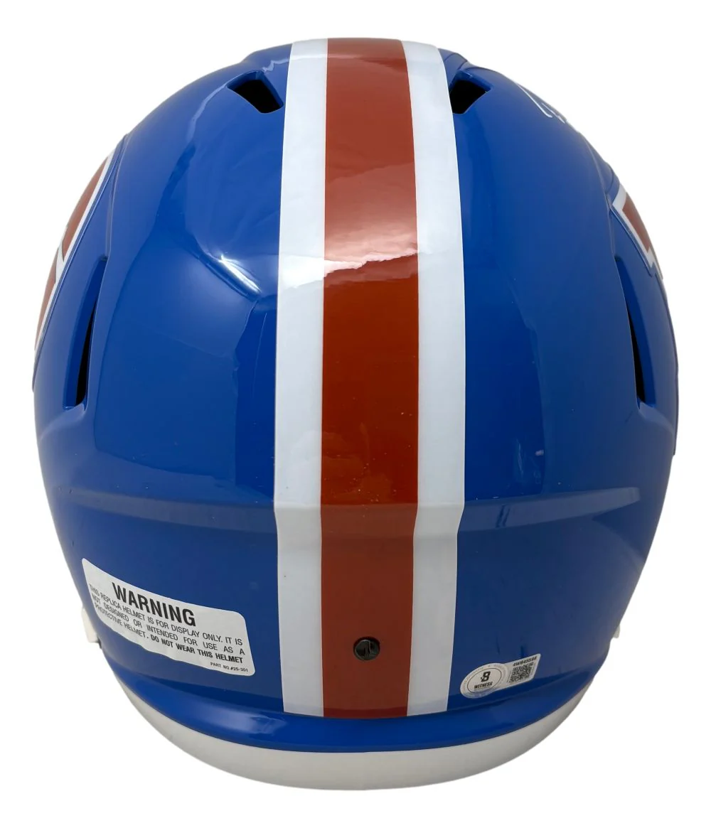 Ed McCaffrey Signed Denver Broncos Full Size T/B Replica Speed Helmet BAS - Image 3