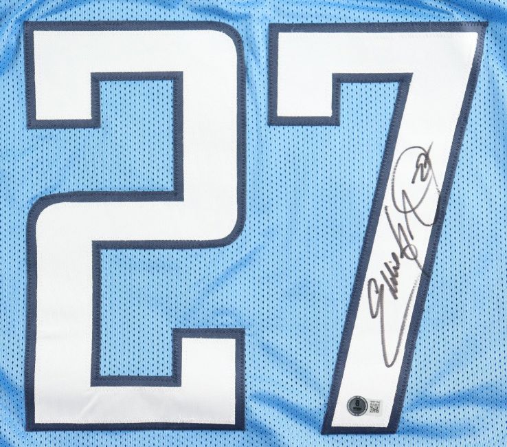Eddie George Tennessee Signed Light Blue Football Jersey BAS - Image 2