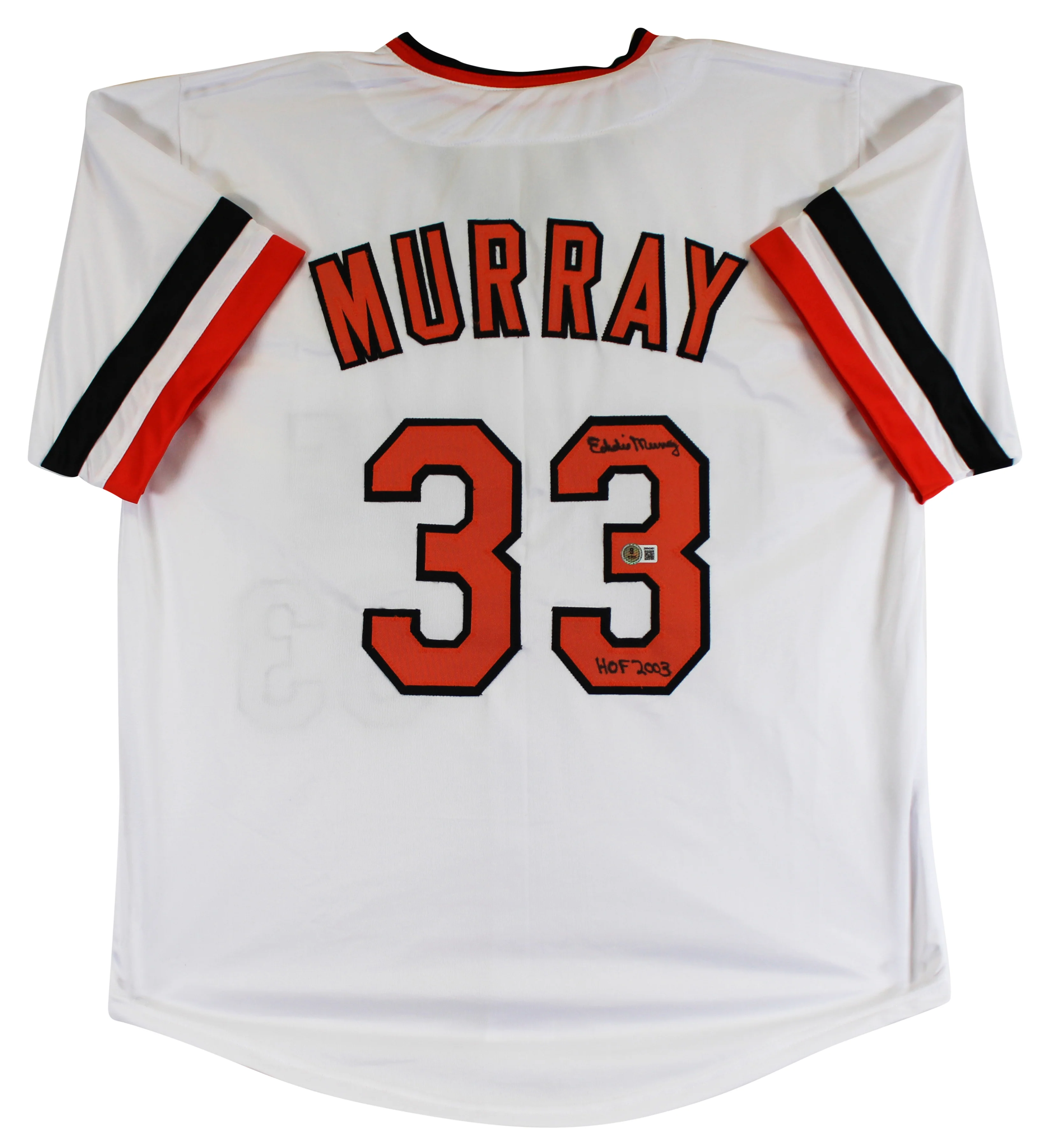 Eddie Murray "HOF 03" Authentic Signed White Pro Style Jersey BAS Witnessed - Image 2