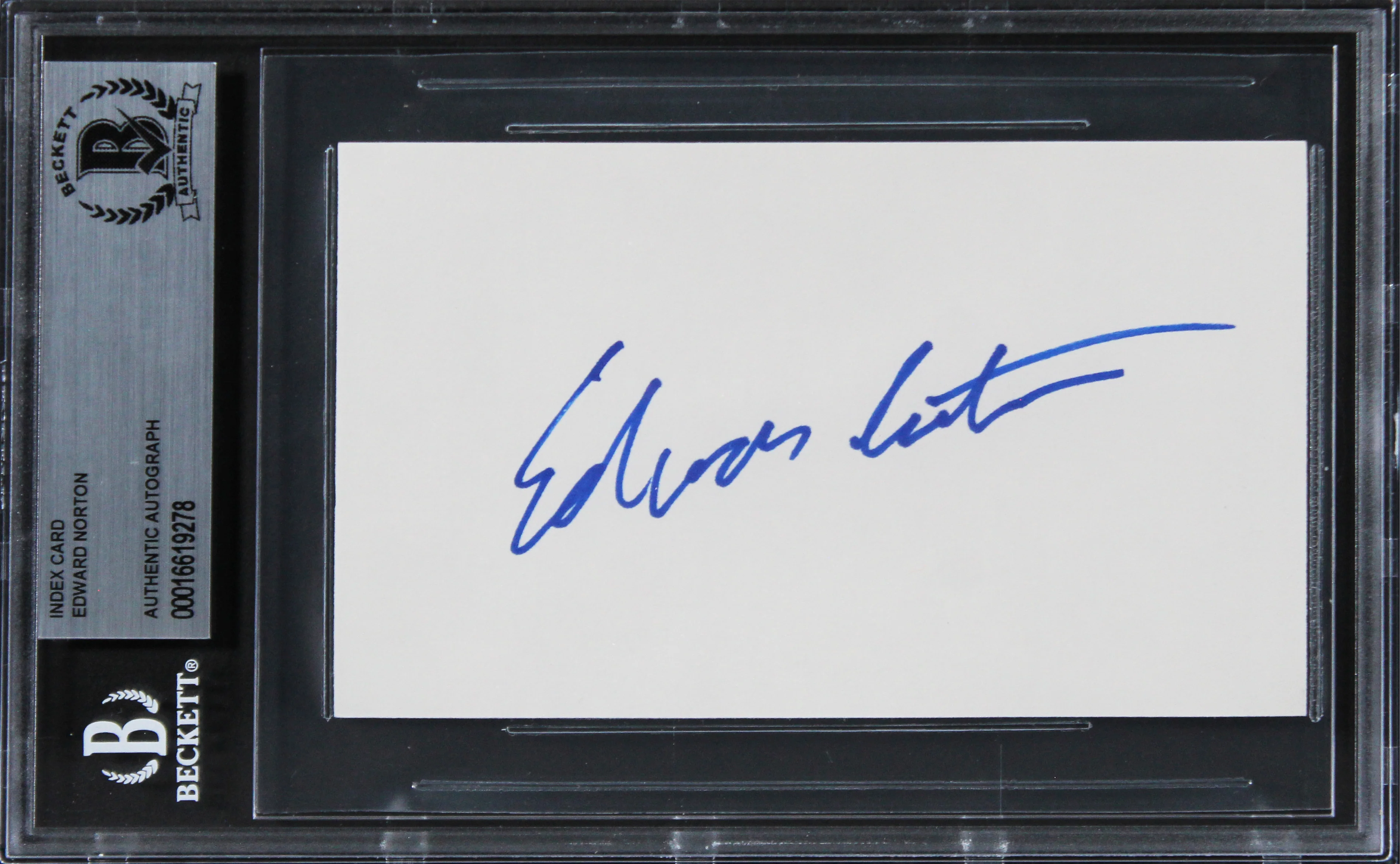 Edward Norton Fight Club Authentic Signed 3x5 Index Card Autographed BAS Slabbed - Image 2