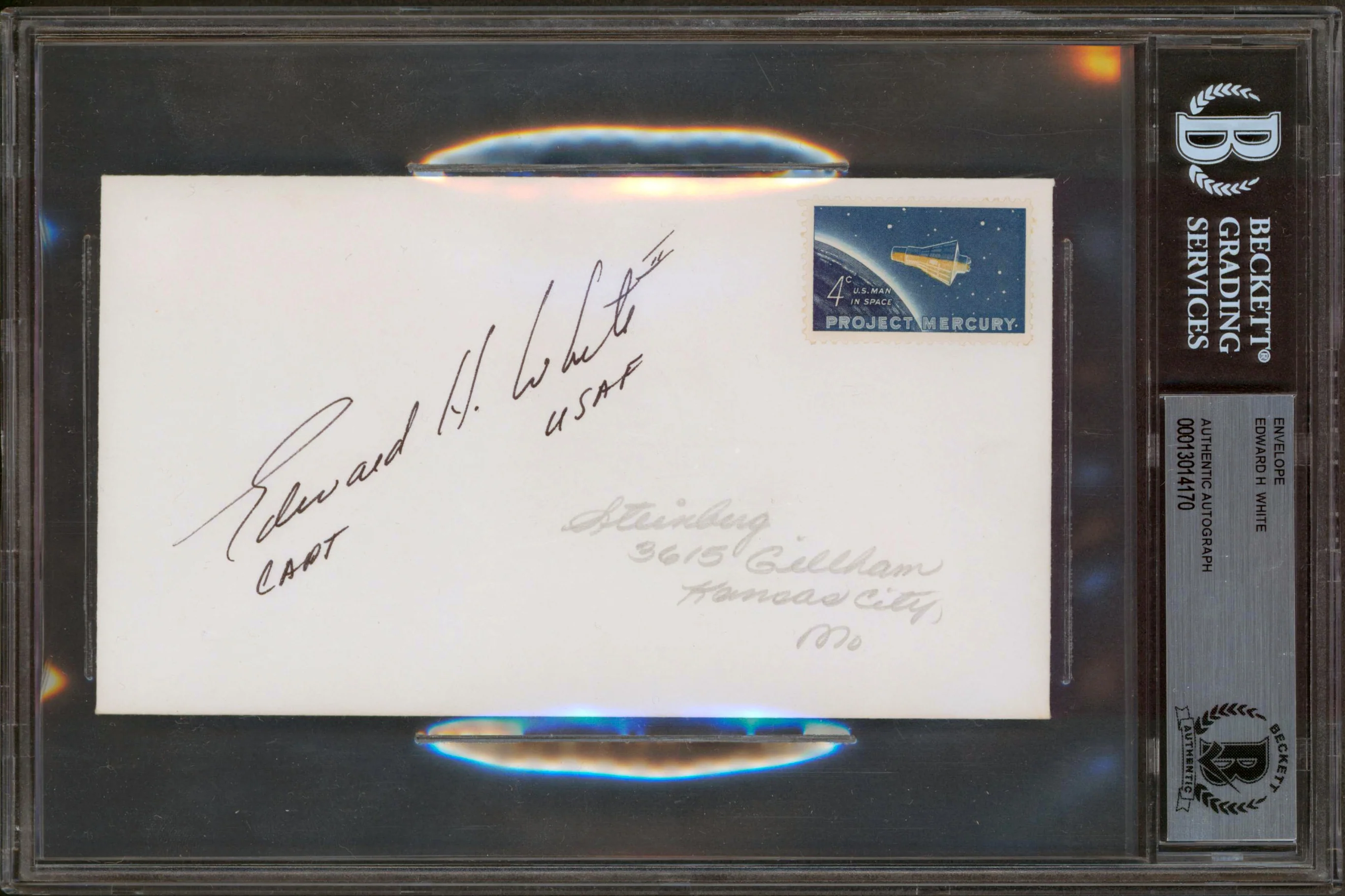 Edward White Apollo 1 CAPT, USAF Authentic Signed Envelope BAS Slabbed - Image 2