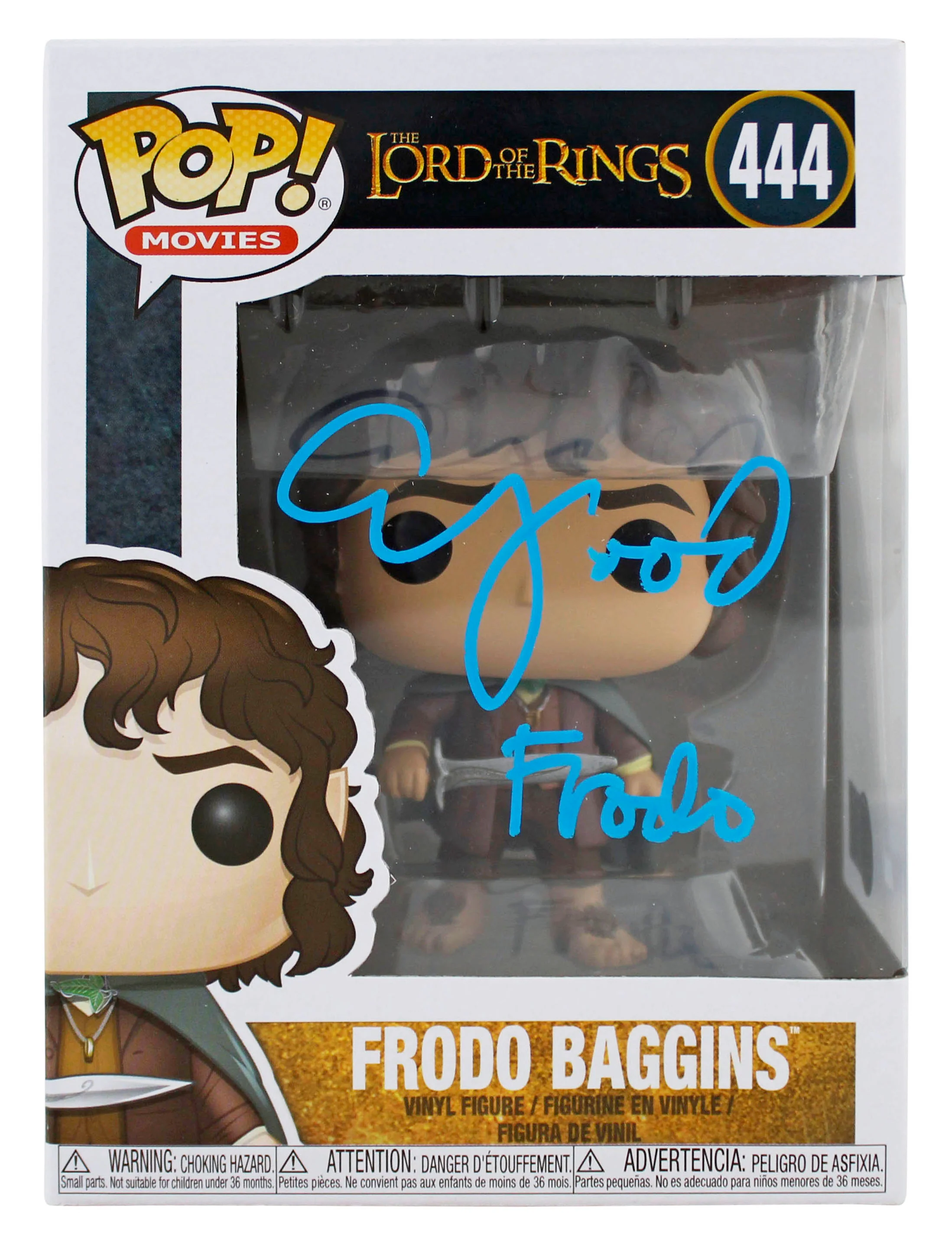 Elijah Wood LOTR "Frodo" Signed #444 Alt Funko Pop Figure w/ Blue Sig BAS Wit - Image 2