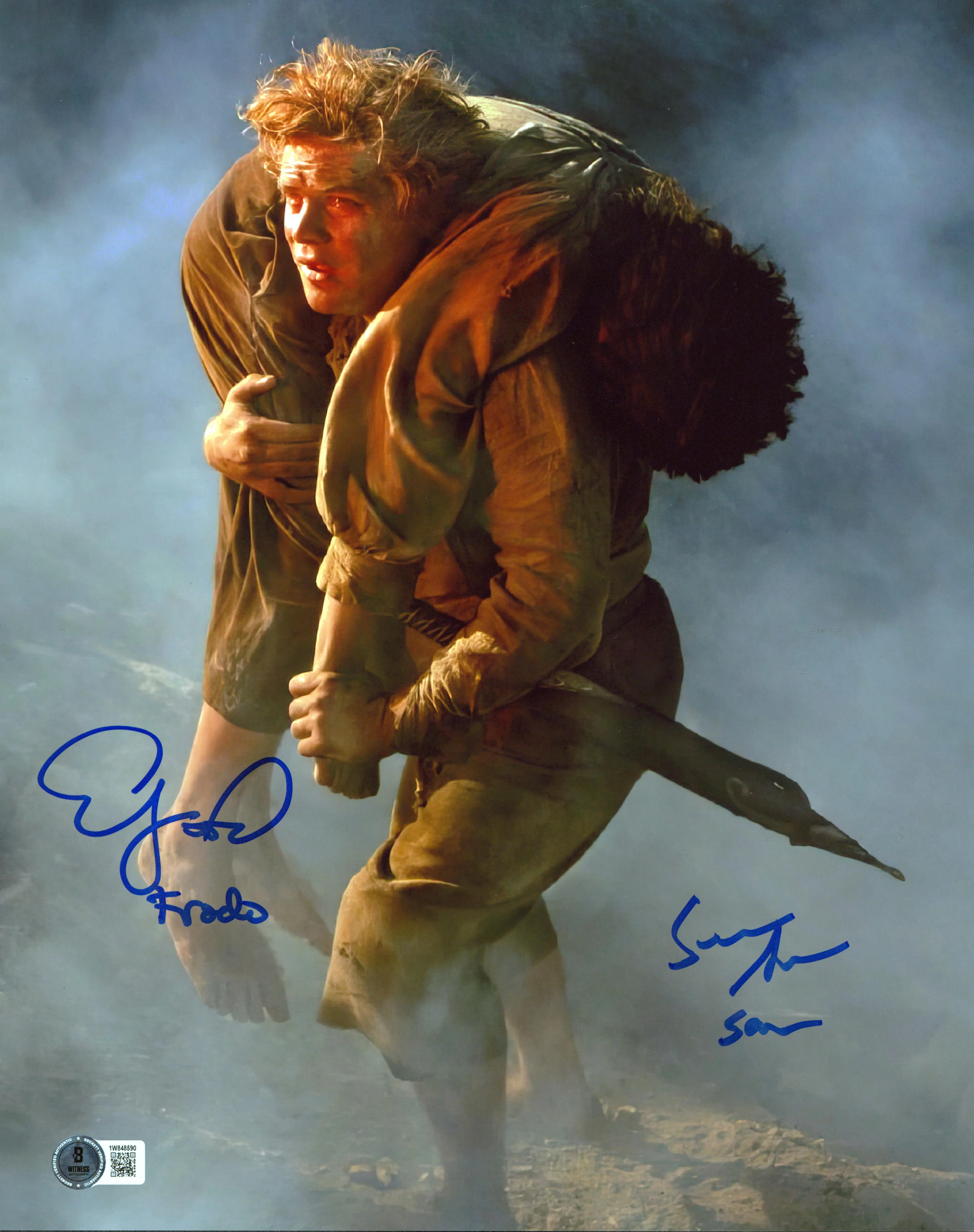 Elijah Wood & Sean Astin Lord of the Rings Signed 11x14 Carrying Photo BAS Wit - Image 2