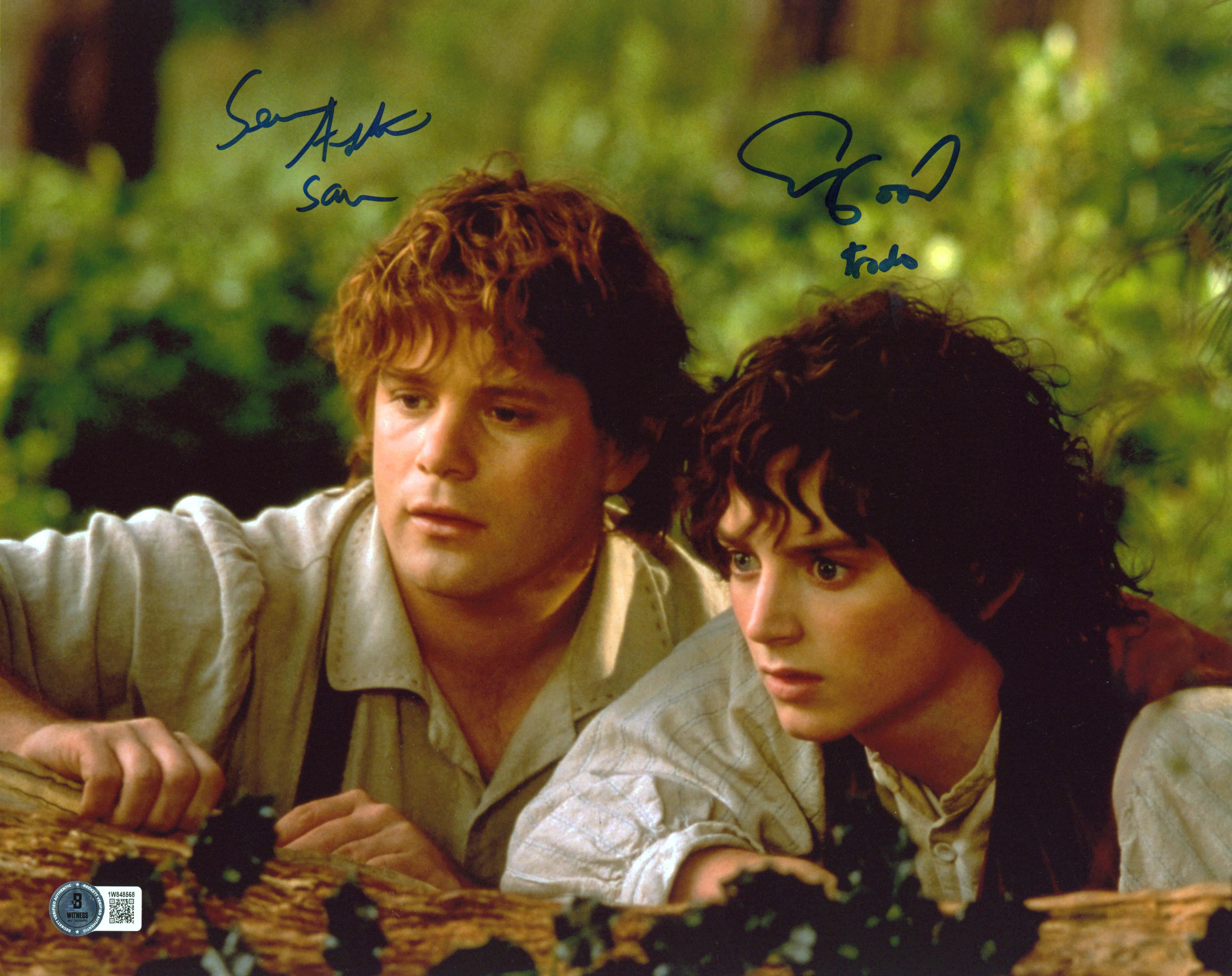 Elijah Wood & Sean Astin Lord of the Rings Signed 11x14 Forest Photo BAS Witness - Image 2