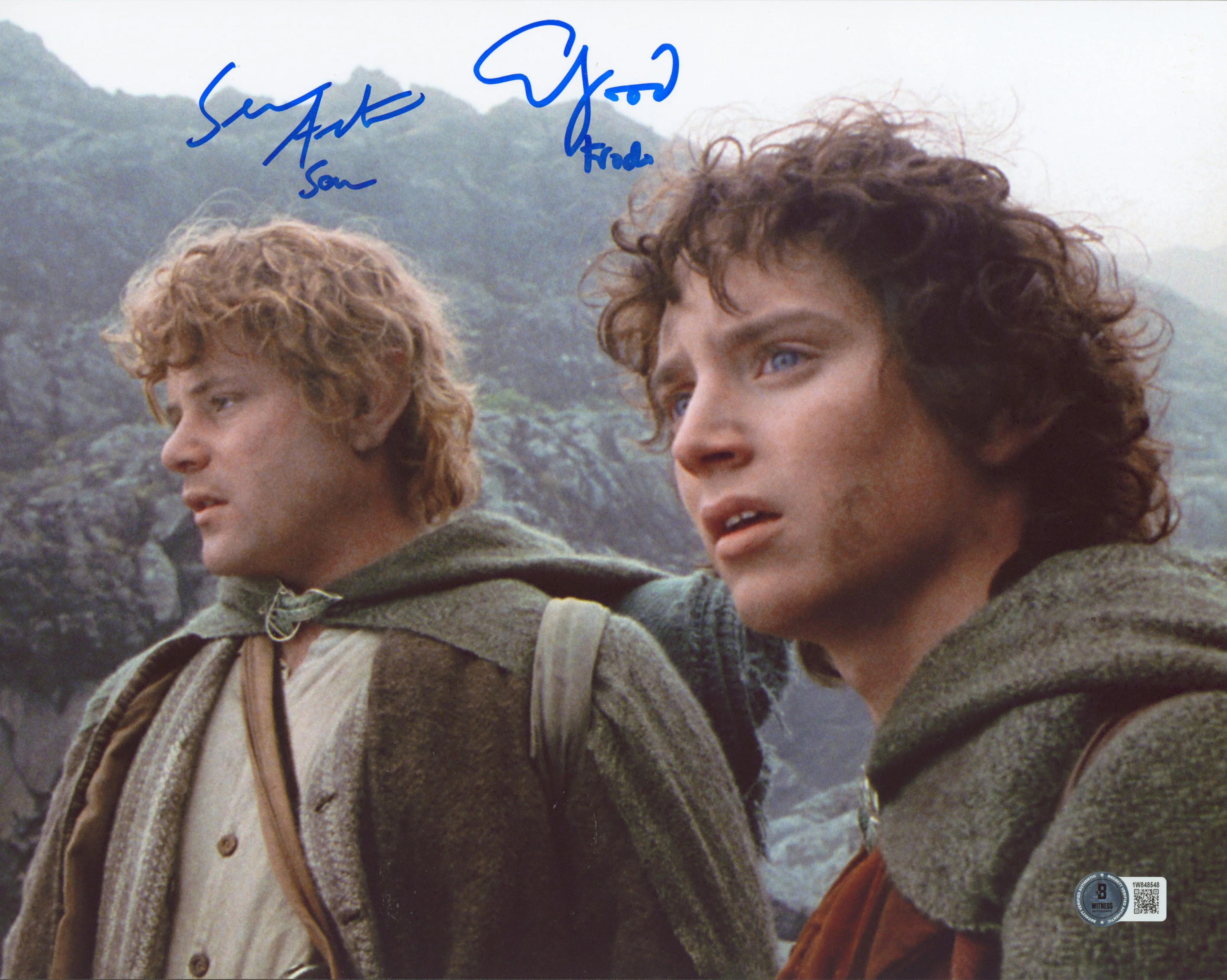 Elijah Wood & Sean Astin Lord of the Rings Signed 11x14 Ridge Photo BAS Witness - Image 2