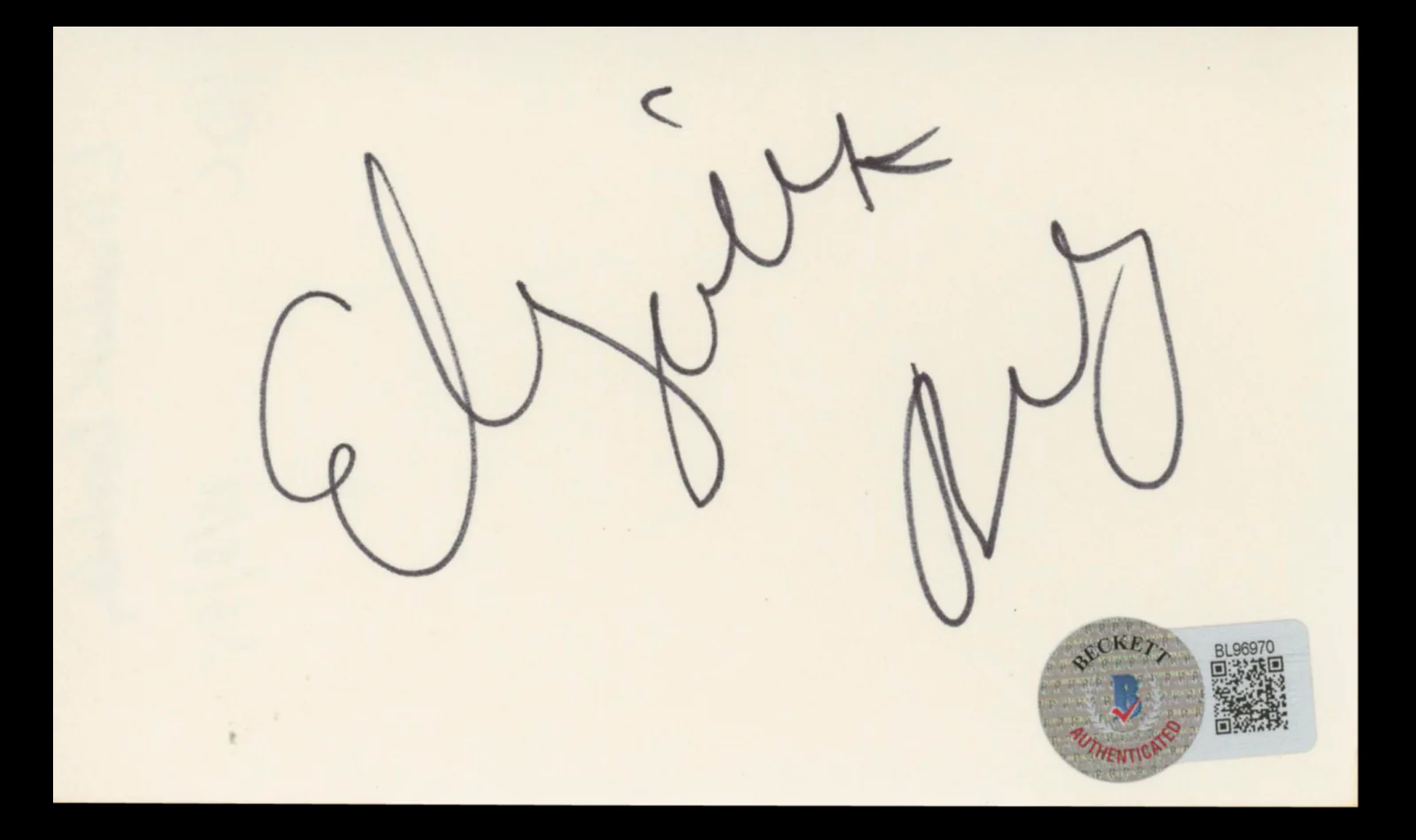 Elizabeth Berkley Saved By The Bell Authentic Signed 3x5 Index Card BAS #BL96970