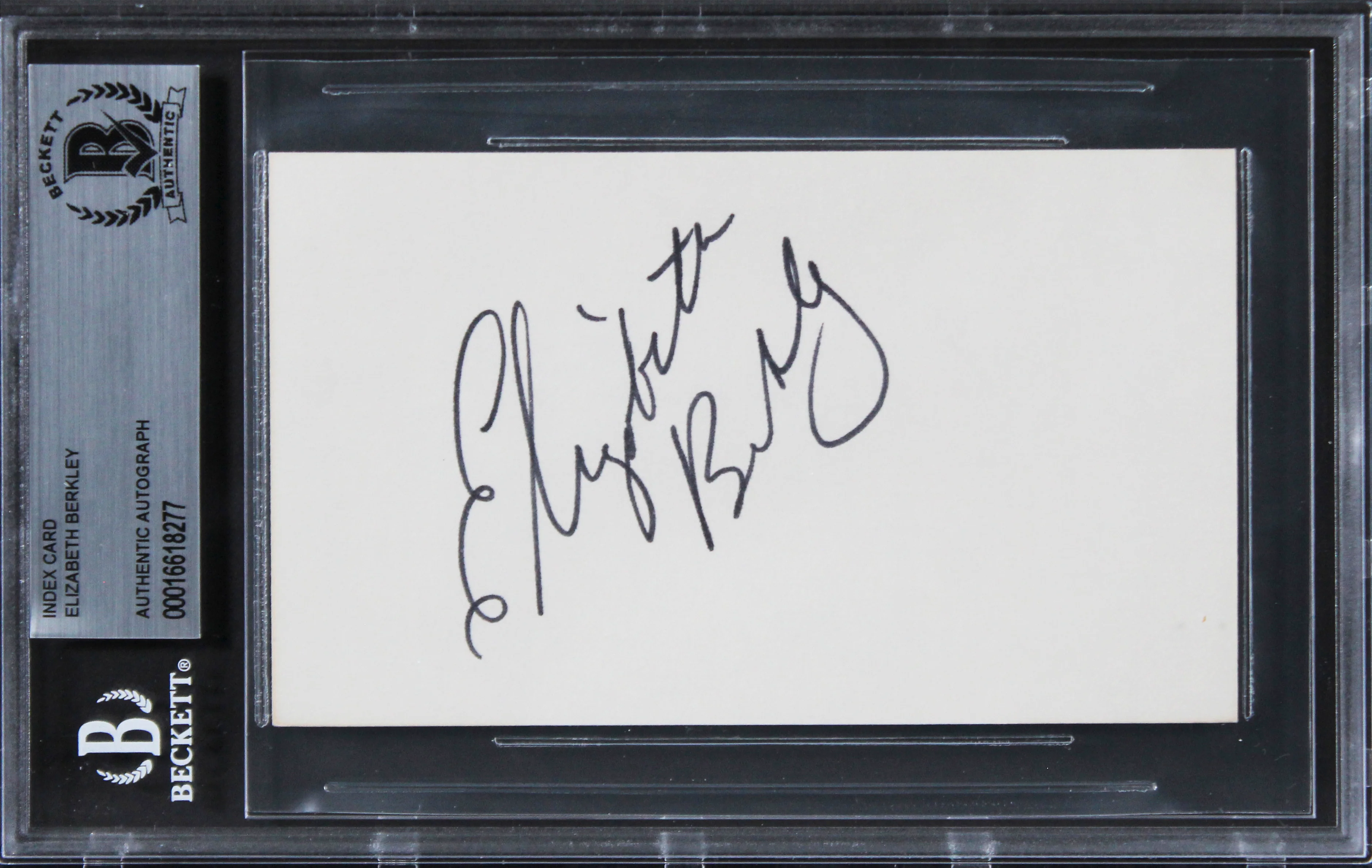 Elizabeth Berkley Saved By The Bell Signed 3x5 Index Card BAS Slabbed 2 - Image 2