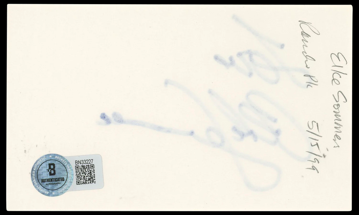 Elke Sommer The Pink Panther Authentic Signed 3x5 Index Card BAS #BN33227 - Image 3