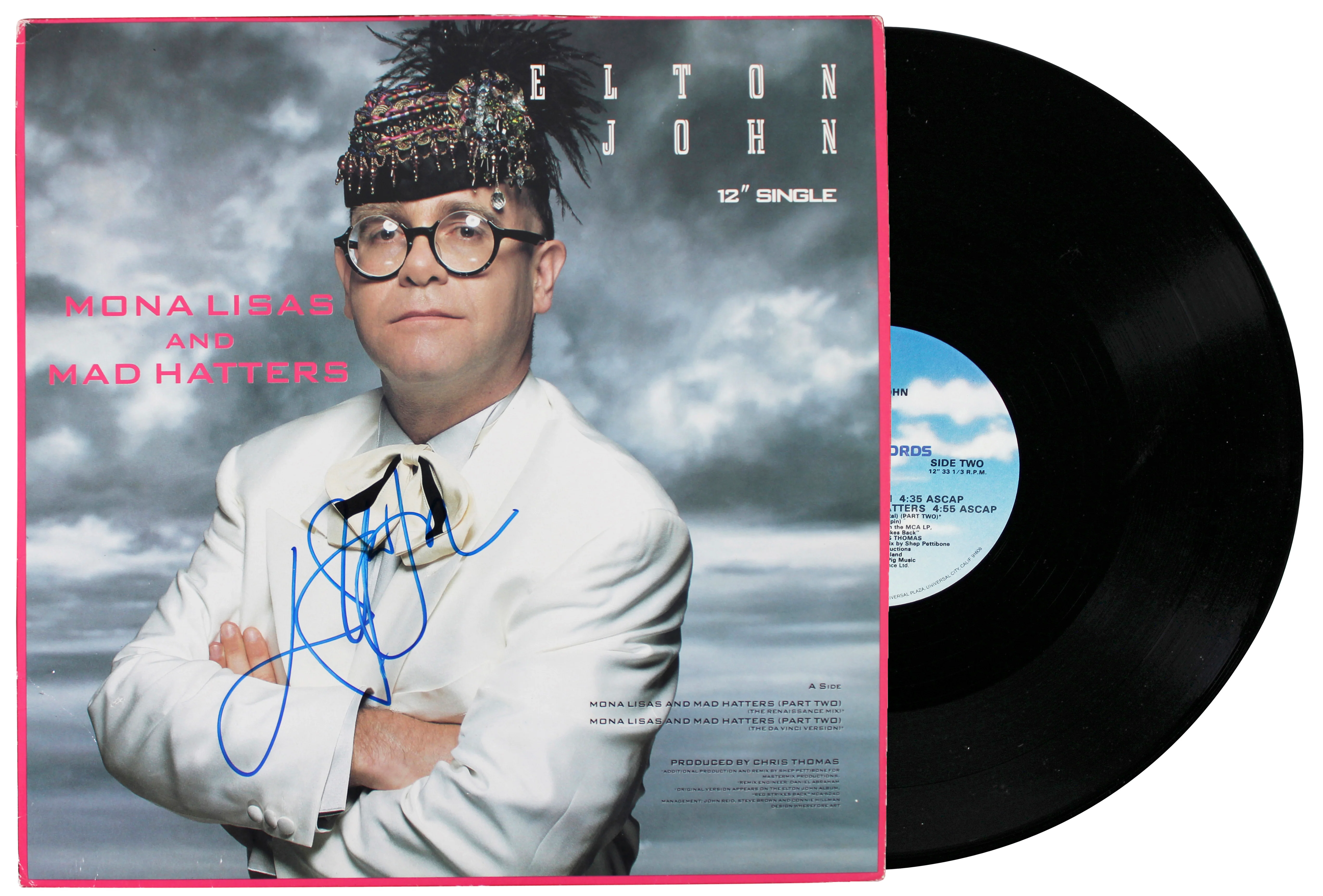Elton John Signed Mona Lisas And Mad Hatters Album Cover W/ Vinyl BAS #AE09858 - Image 2