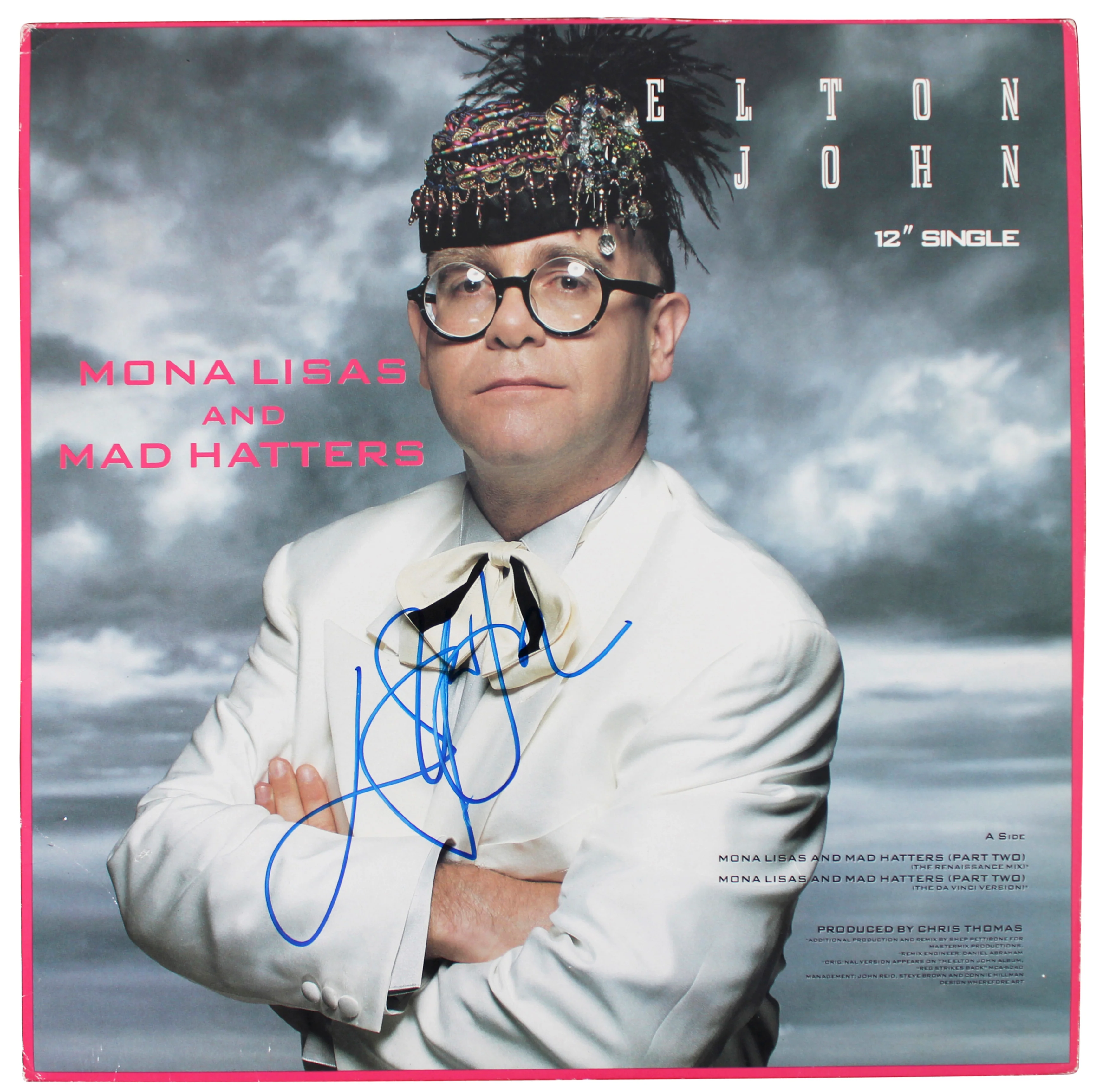 Elton John Signed Mona Lisas And Mad Hatters Album Cover W/ Vinyl BAS #AE09858 - Image 3