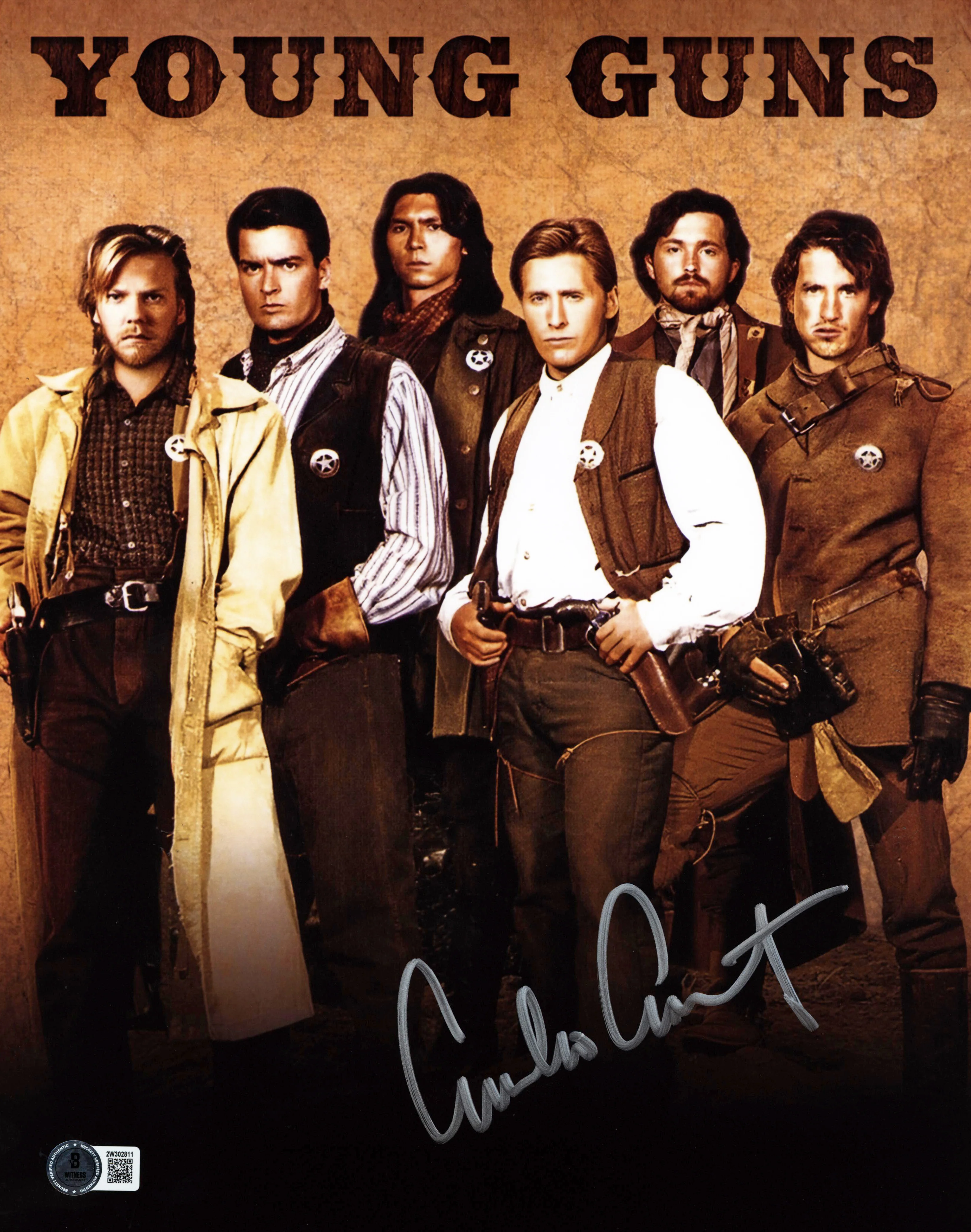 Emilio Estevez Young Guns Authentic Signed 11x14 Vertical Photo BAS Witnessed - Image 2