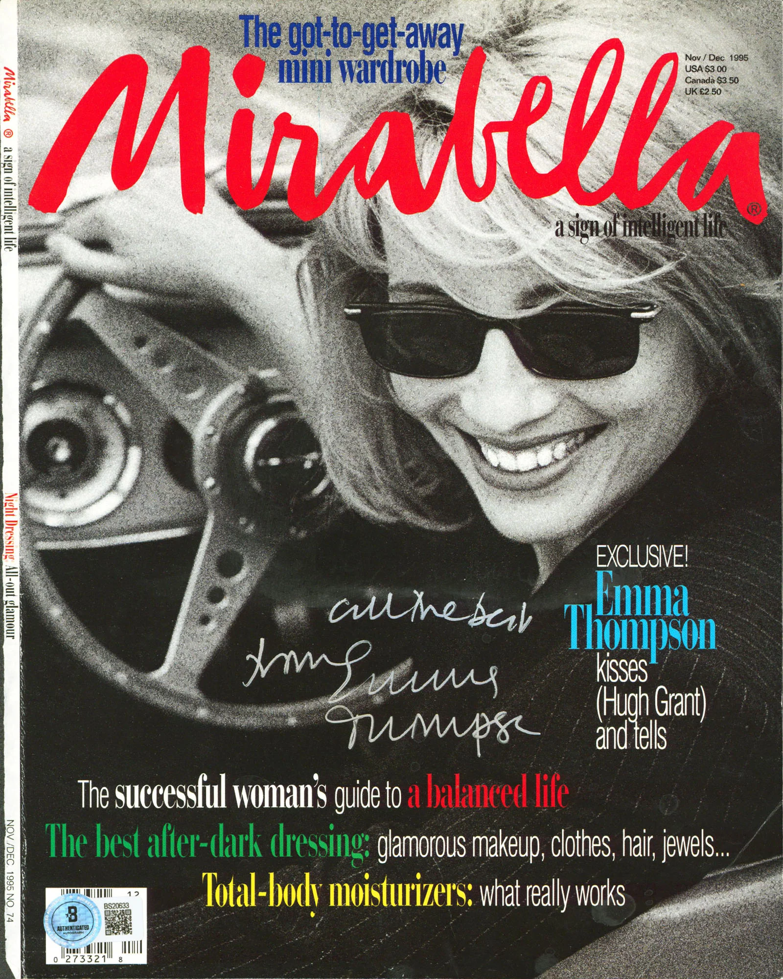 Emma Thompson "All The Best" Signed Nov. 1995 Mirabella Magazine Cover BAS