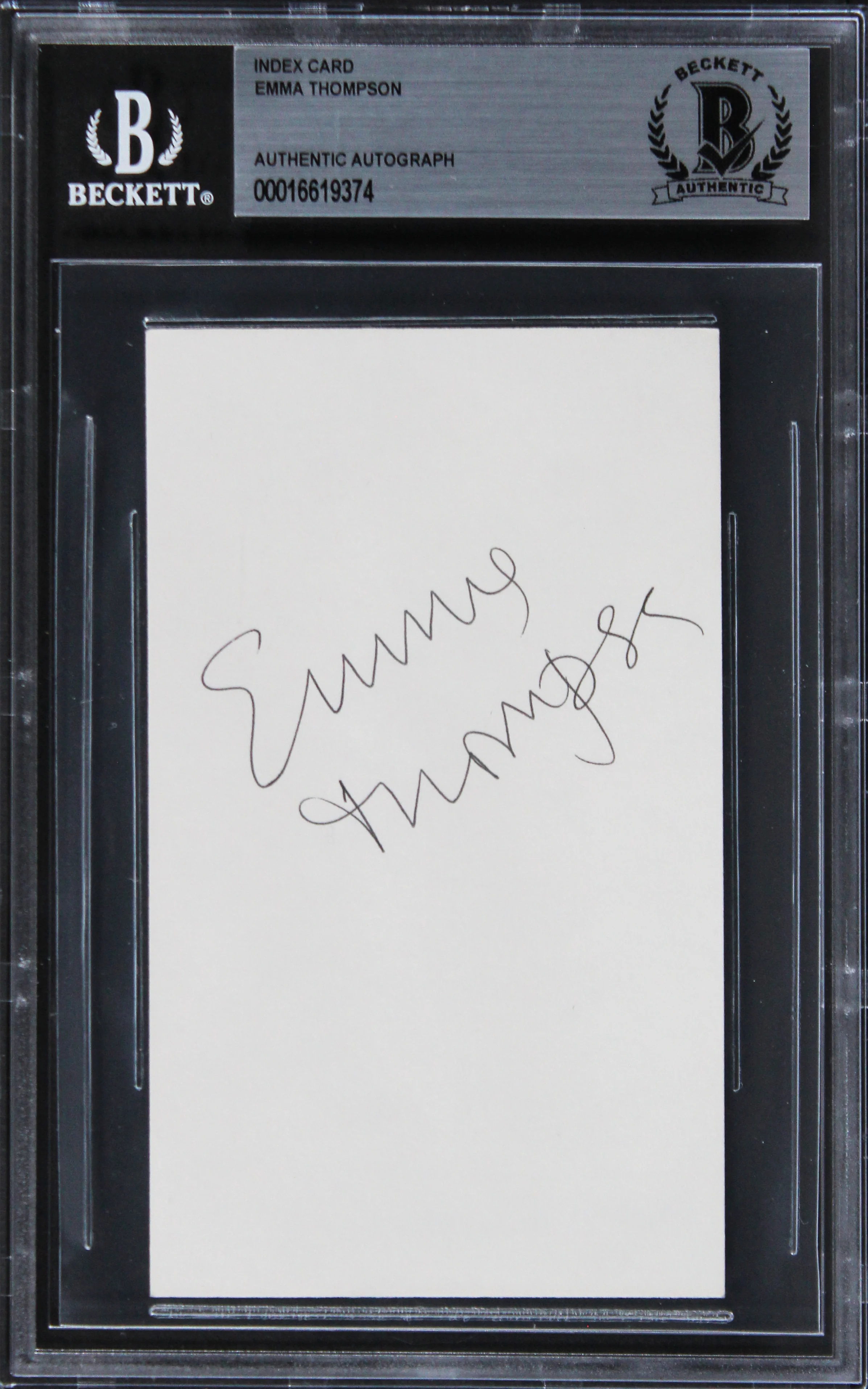 Emma Thompson The Tall Guy Authentic Signed 3x5 Index Card BAS Slabbed - Image 2