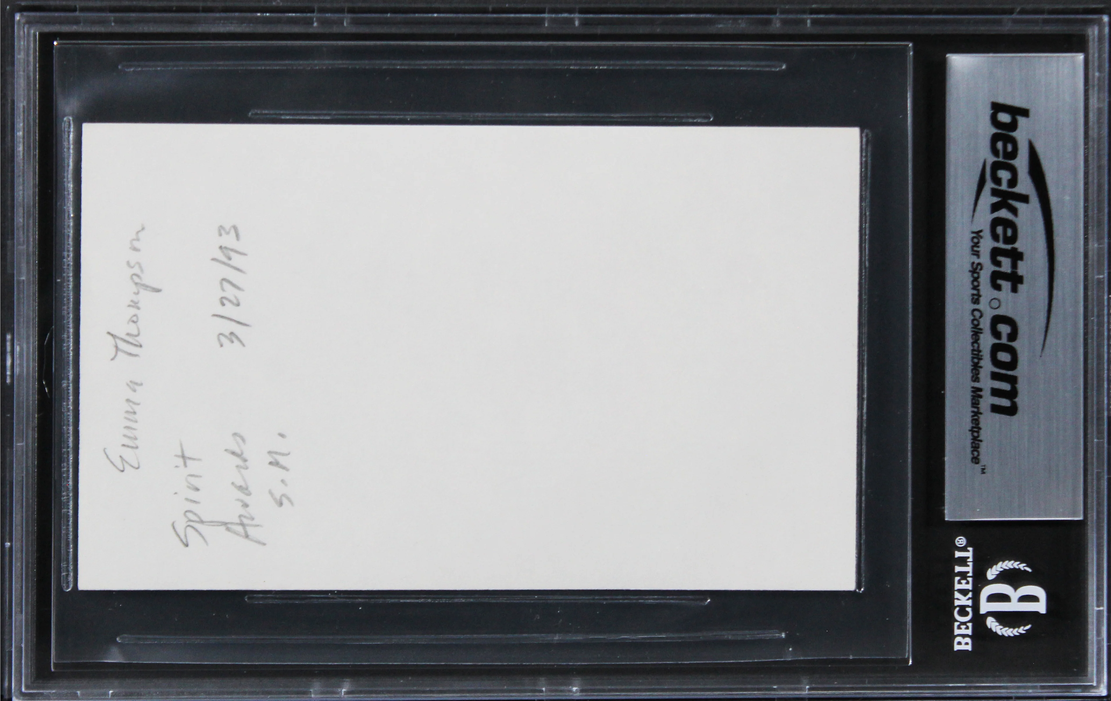 Emma Thompson The Tall Guy Authentic Signed 3x5 Index Card BAS Slabbed - Image 3