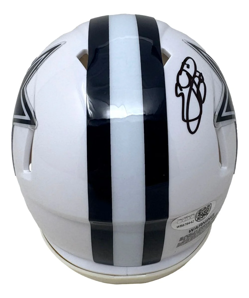 Emmitt Smith Signed Dallas Cowboys White Mini Speed Helmet JSA QR Hologram - Image 2