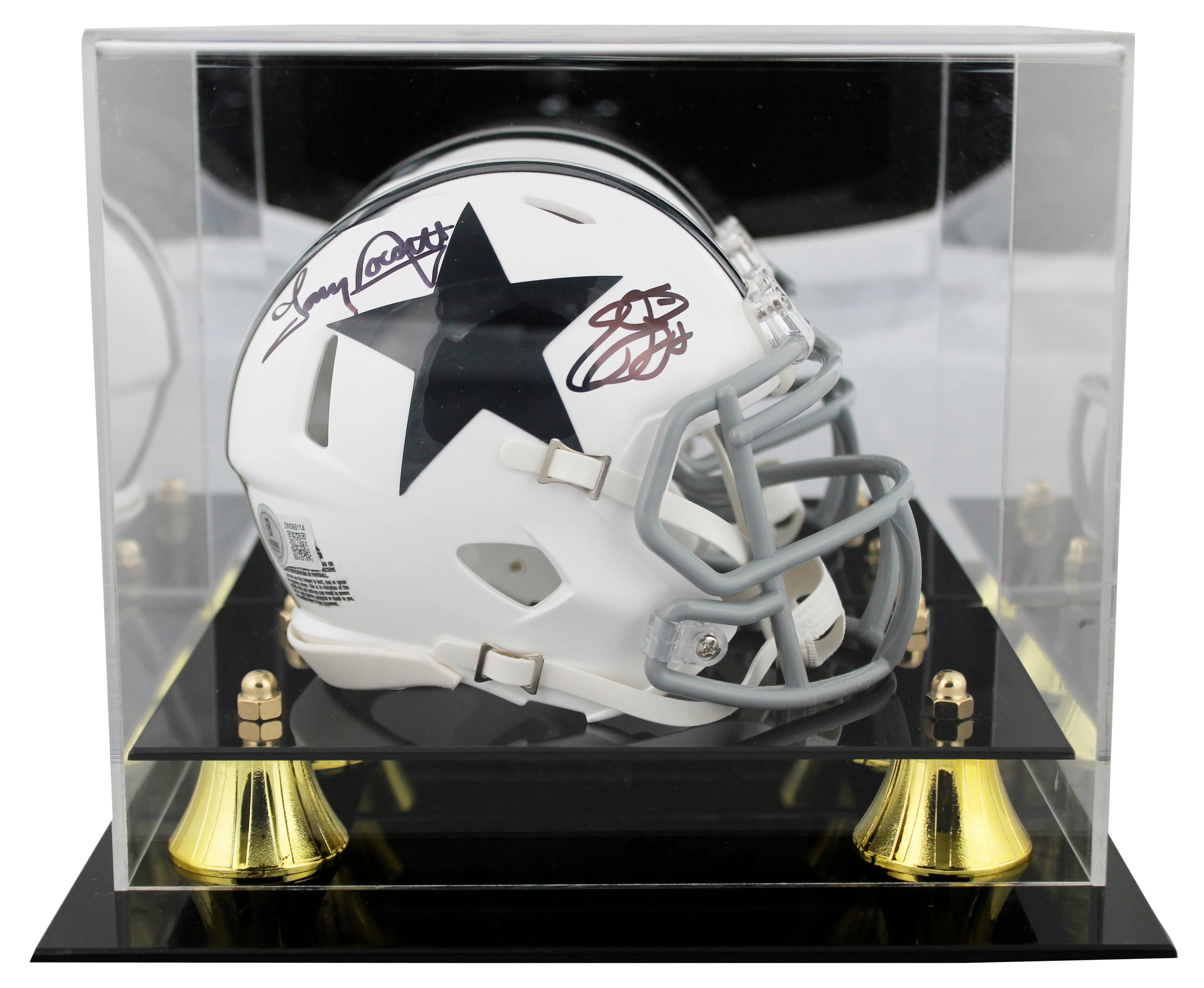 Emmitt Smith & Tony Dorsett Signed 60-63 TB Speed Mini Helmet W/ Case BAS Wit - Image 2