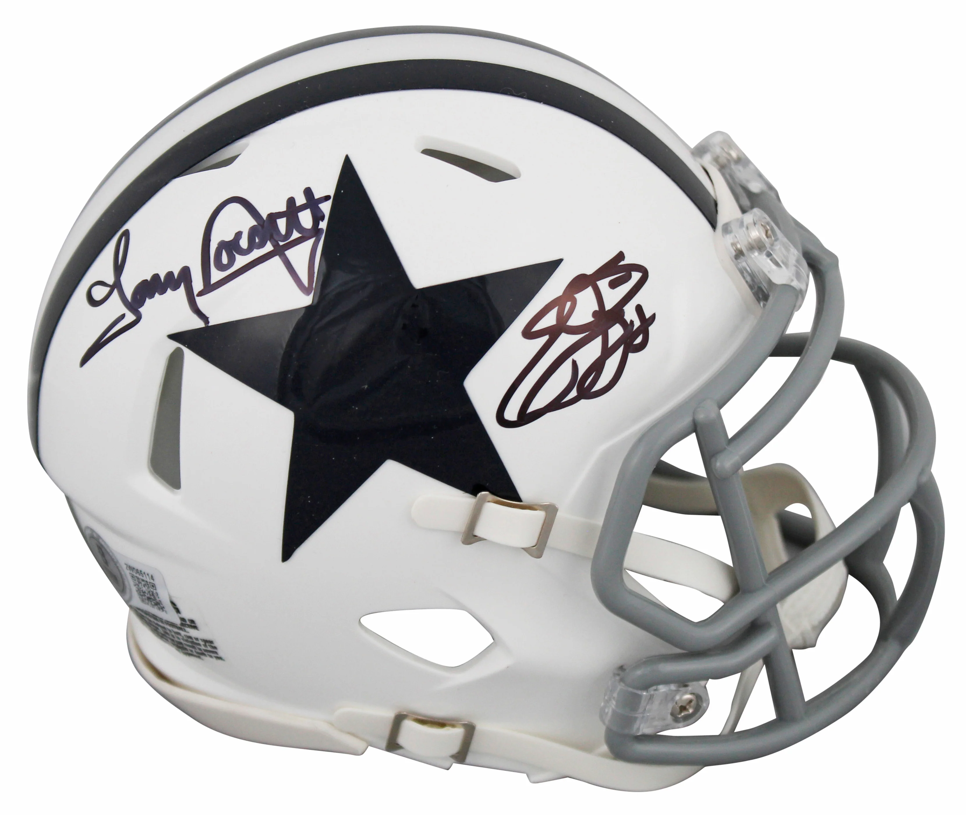 Emmitt Smith & Tony Dorsett Signed 60-63 TB Speed Mini Helmet W/ Case BAS Wit - Image 3