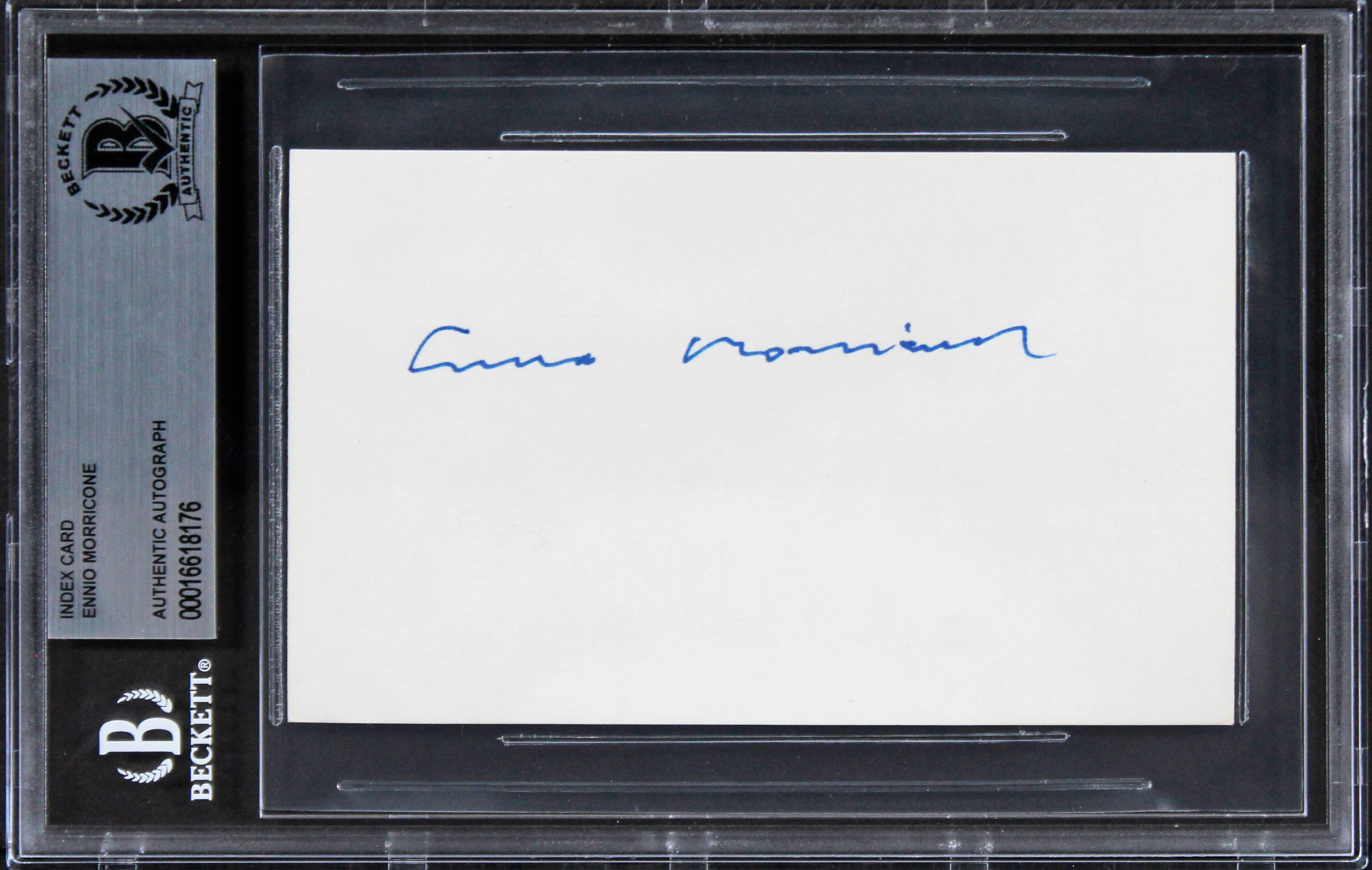 Ennio Morricone The Good, the Bad and the Ugly Signed 3x5 Index Card BAS Slabbed - Image 2