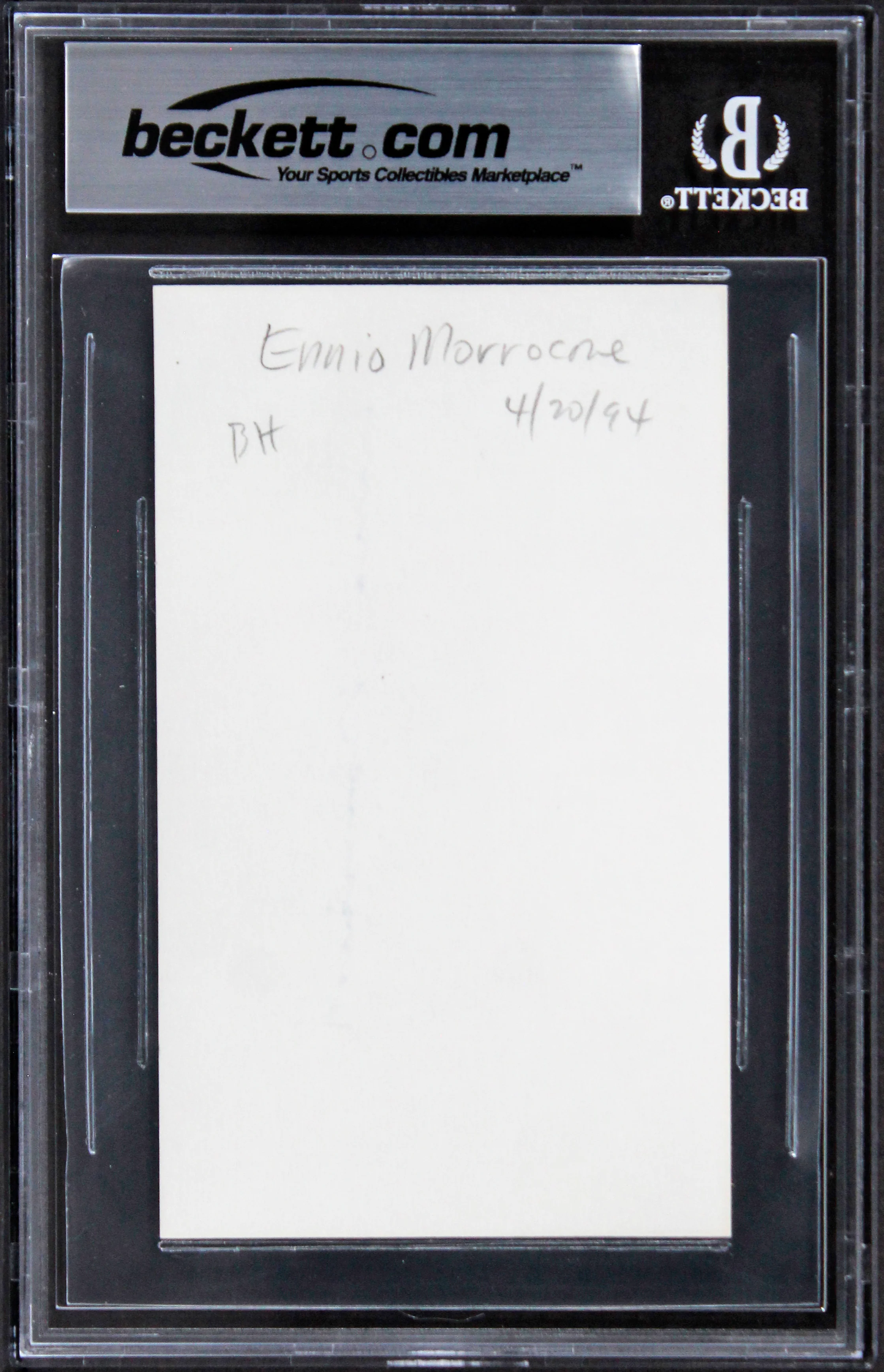 Ennio Morricone The Good, the Bad and the Ugly Signed 3x5 Index Card BAS Slabbed - Image 3