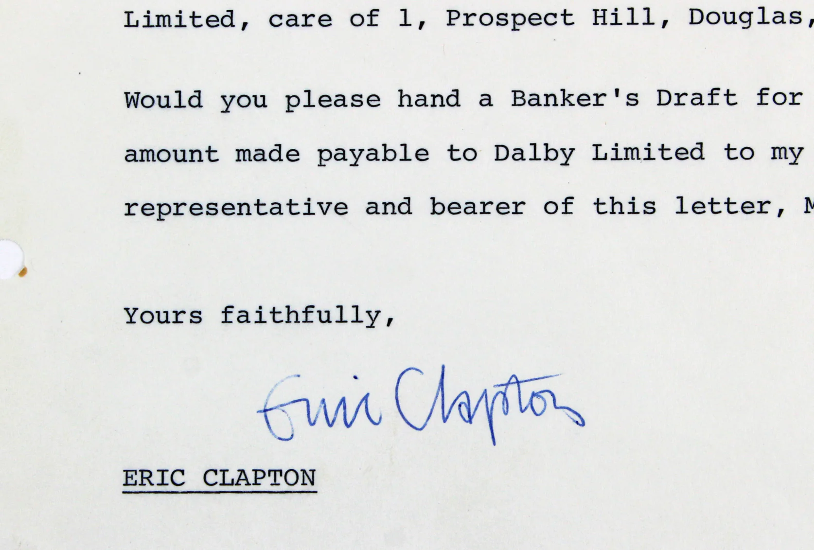 Eric Clapton Authentic Signed 8x9 Letter Dated October 27, 1972 BAS #A57044 - Image 3