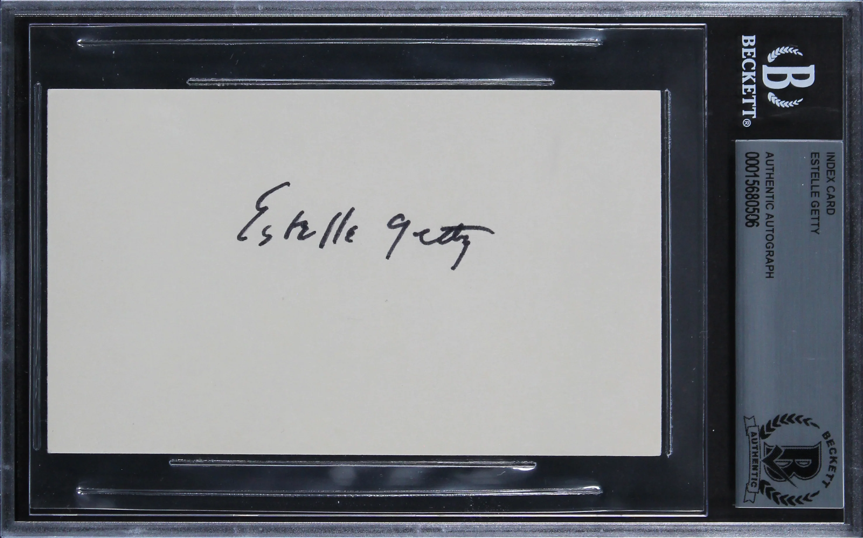 Estelle Getty The Golden Girls Authentic Signed 3x5 Index Card BAS Slabbed 2 - Image 2