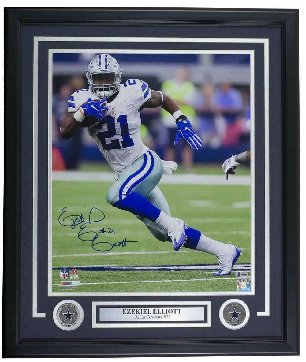 Ezekiel Elliott Signed Framed Dallas Cowboys 16x20 Photo BAS - Image 6