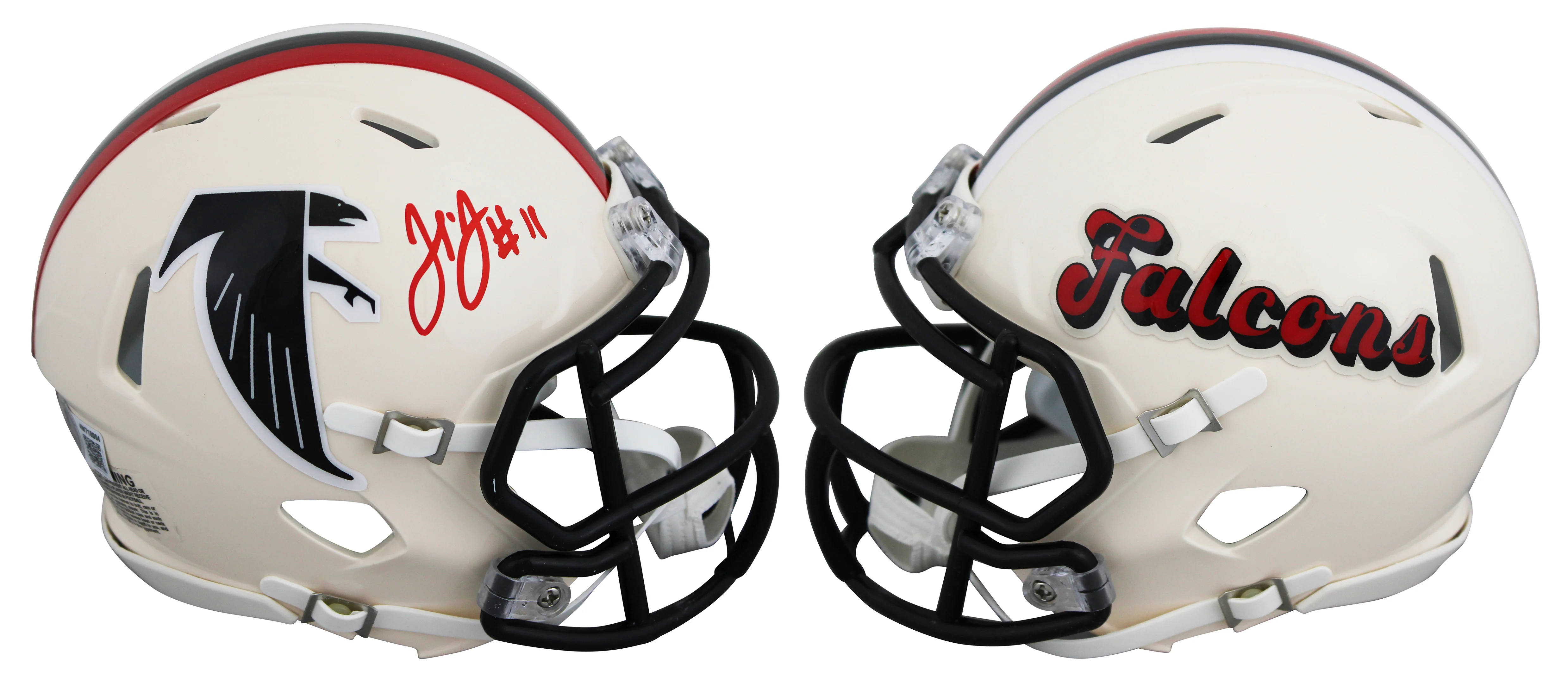 Falcons Julio Jones Authentic Signed Retro Speed Mini Helmet BAS Witnessed - Image 2