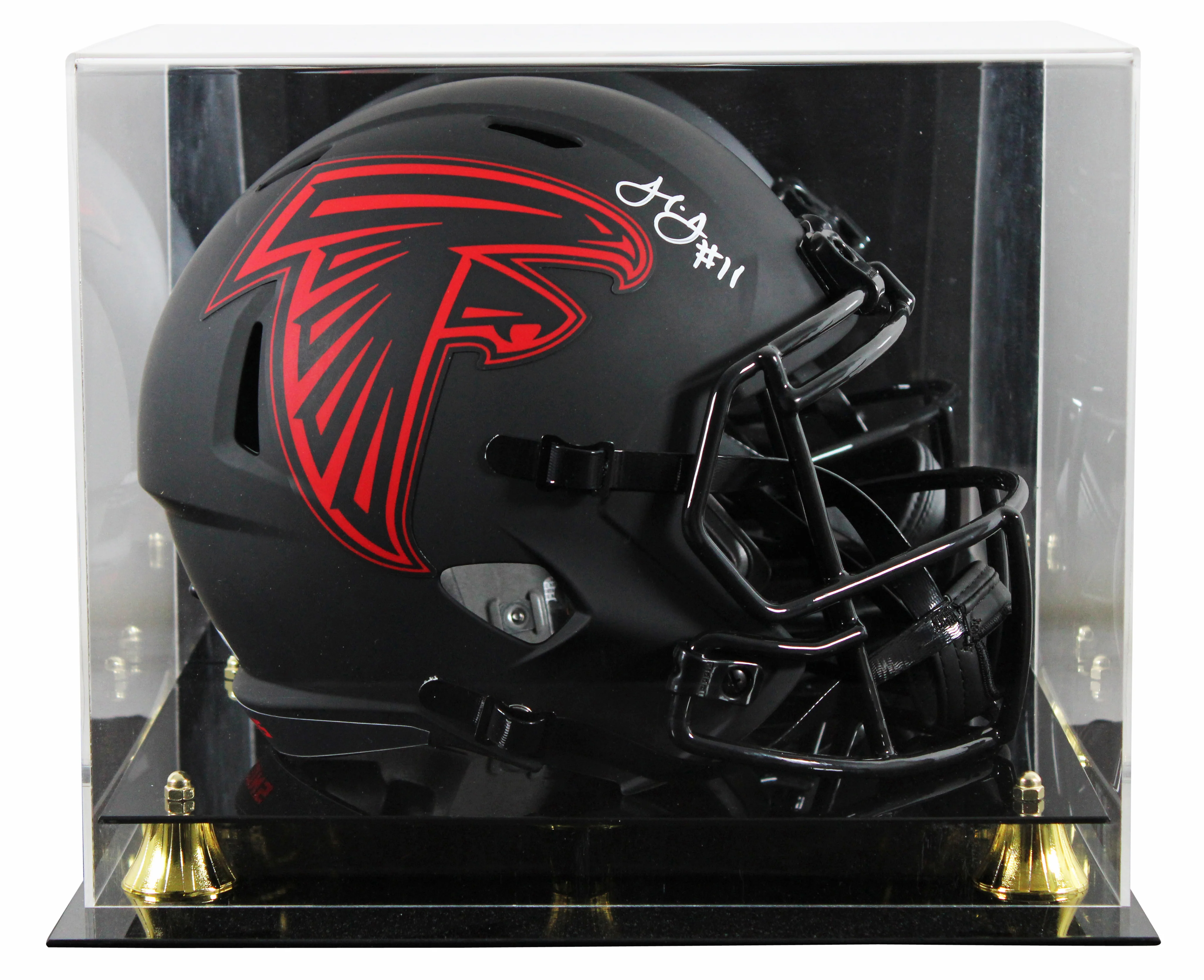 Falcons Julio Jones Signed Eclipse Full Size Speed Rep Helmet W/ Case BAS Wit - Image 2