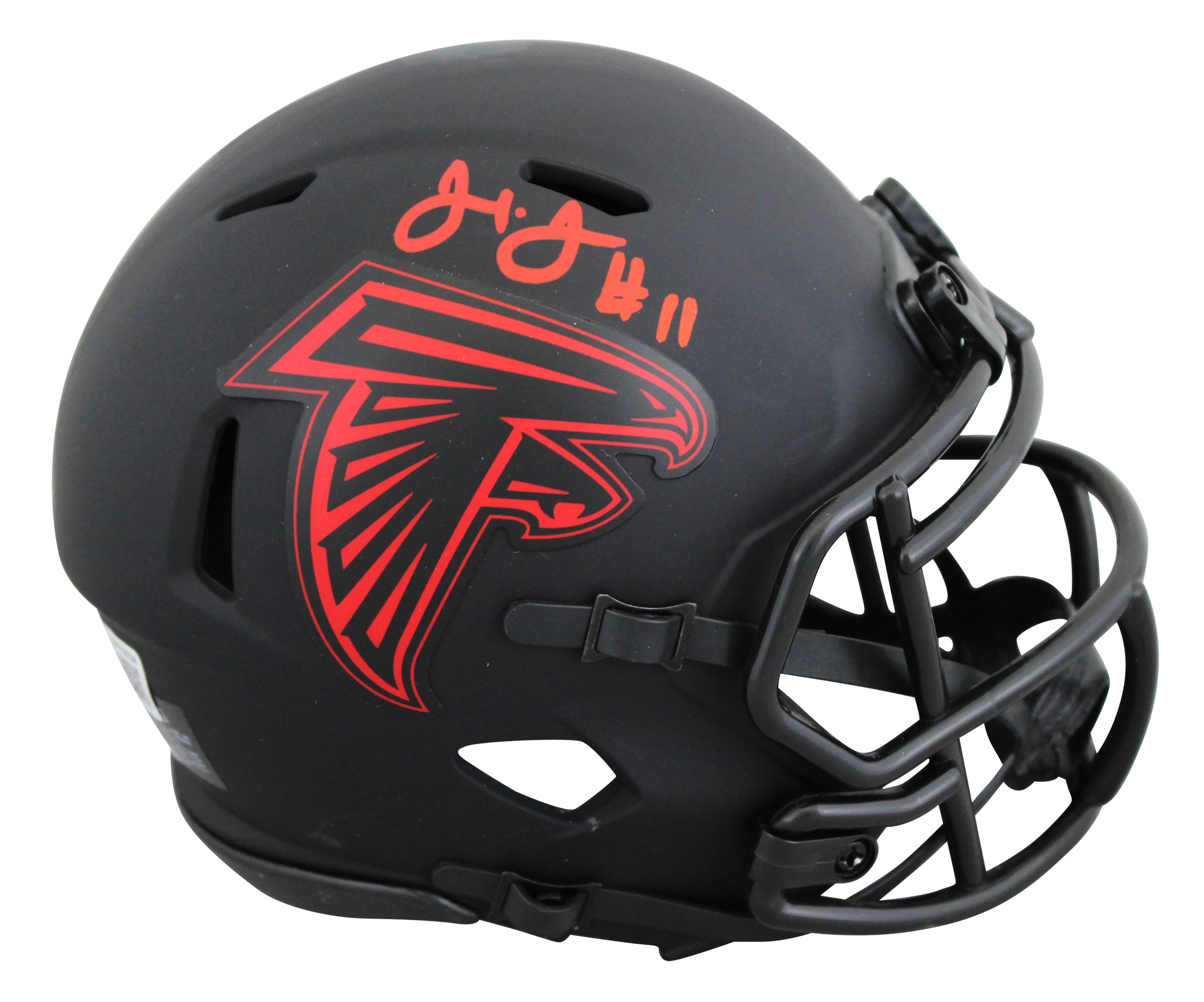 Falcons Julio Jones Signed Eclipse Speed Mini Helmet W/ Case BAS Witnessed - Image 3