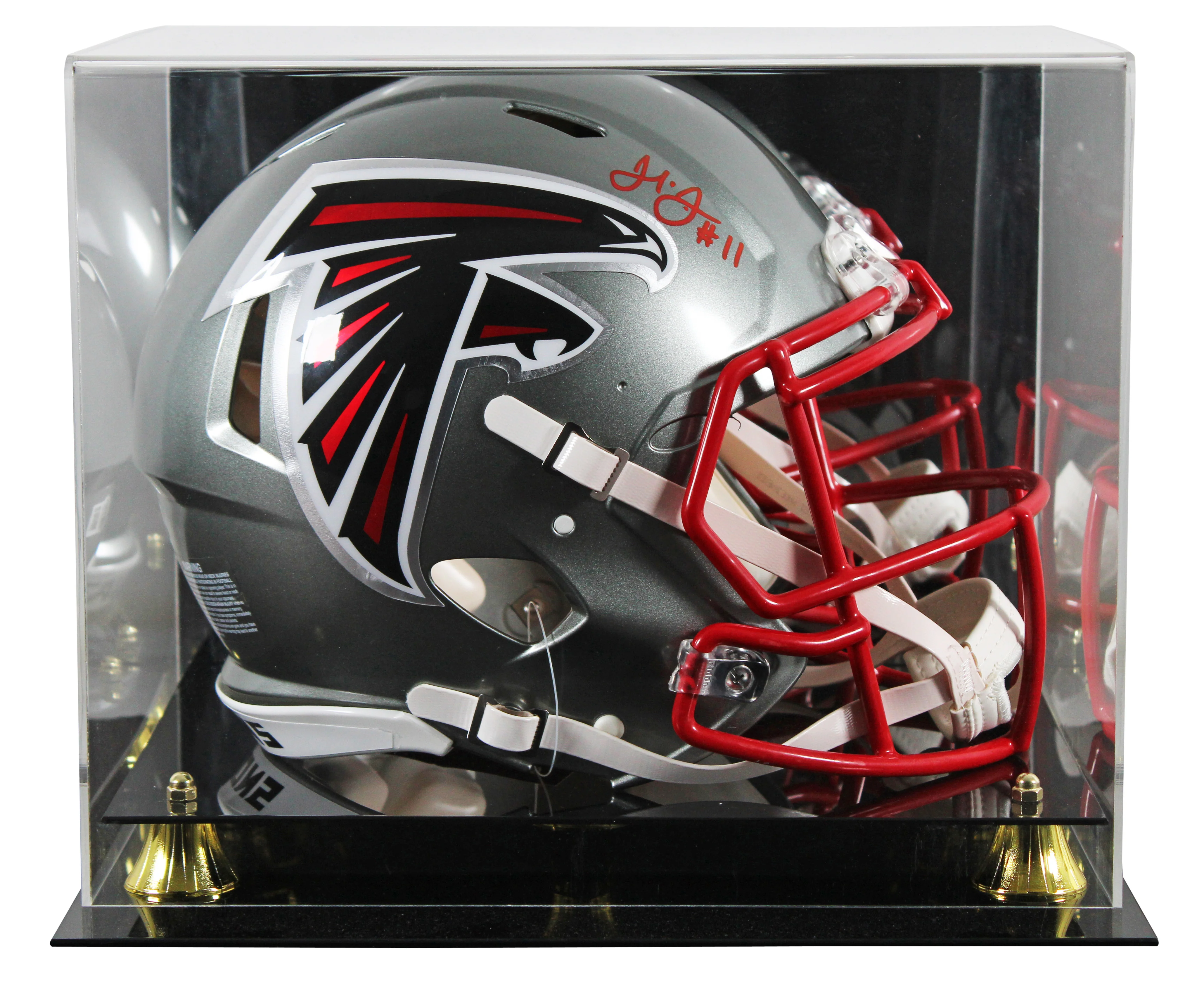Falcons Julio Jones Signed Flash Full Size Speed Proline Helmet W/ Case BAS Wit - Image 2