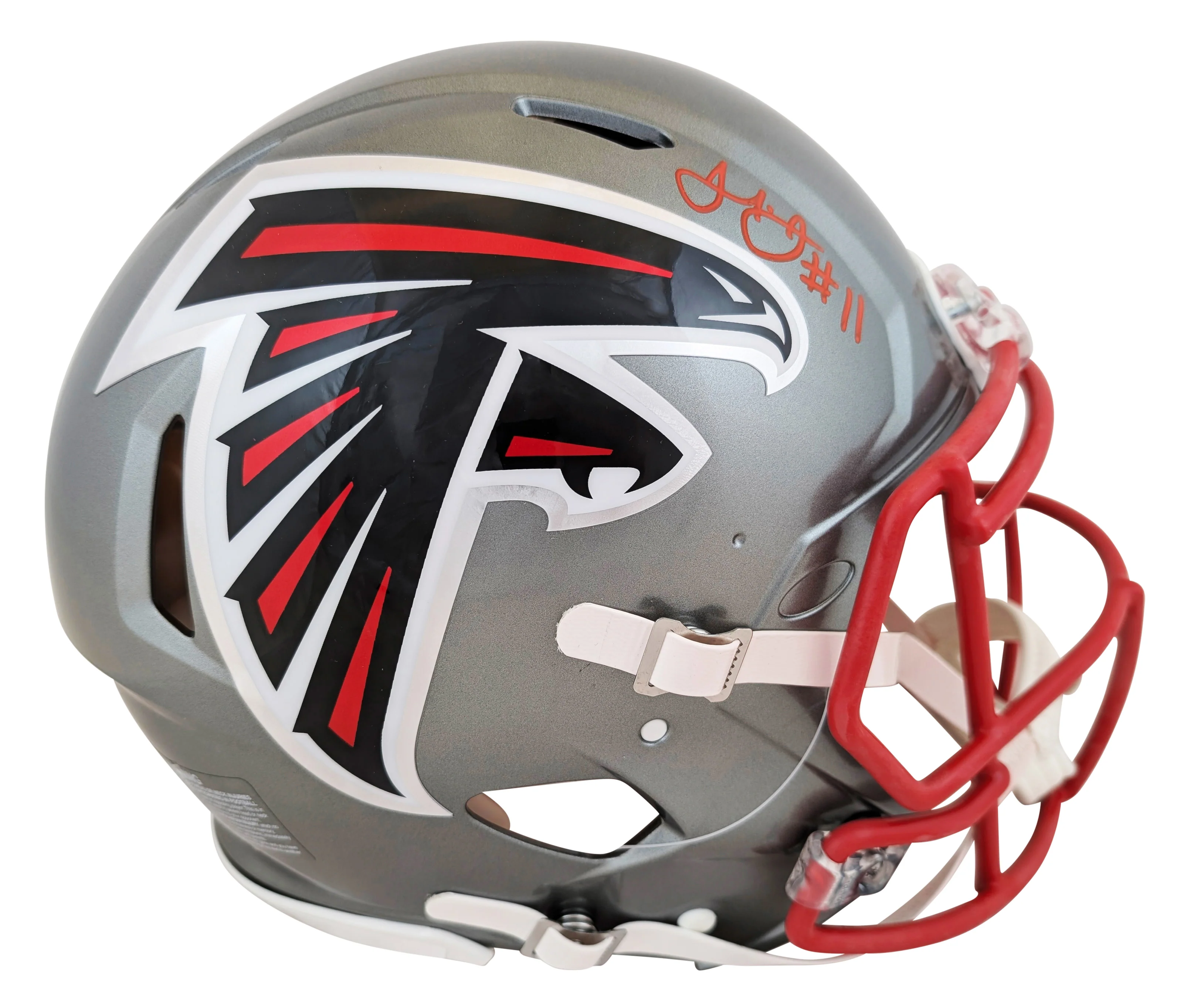 Falcons Julio Jones Signed Flash Full Size Speed Proline Helmet W/ Case BAS Wit - Image 3