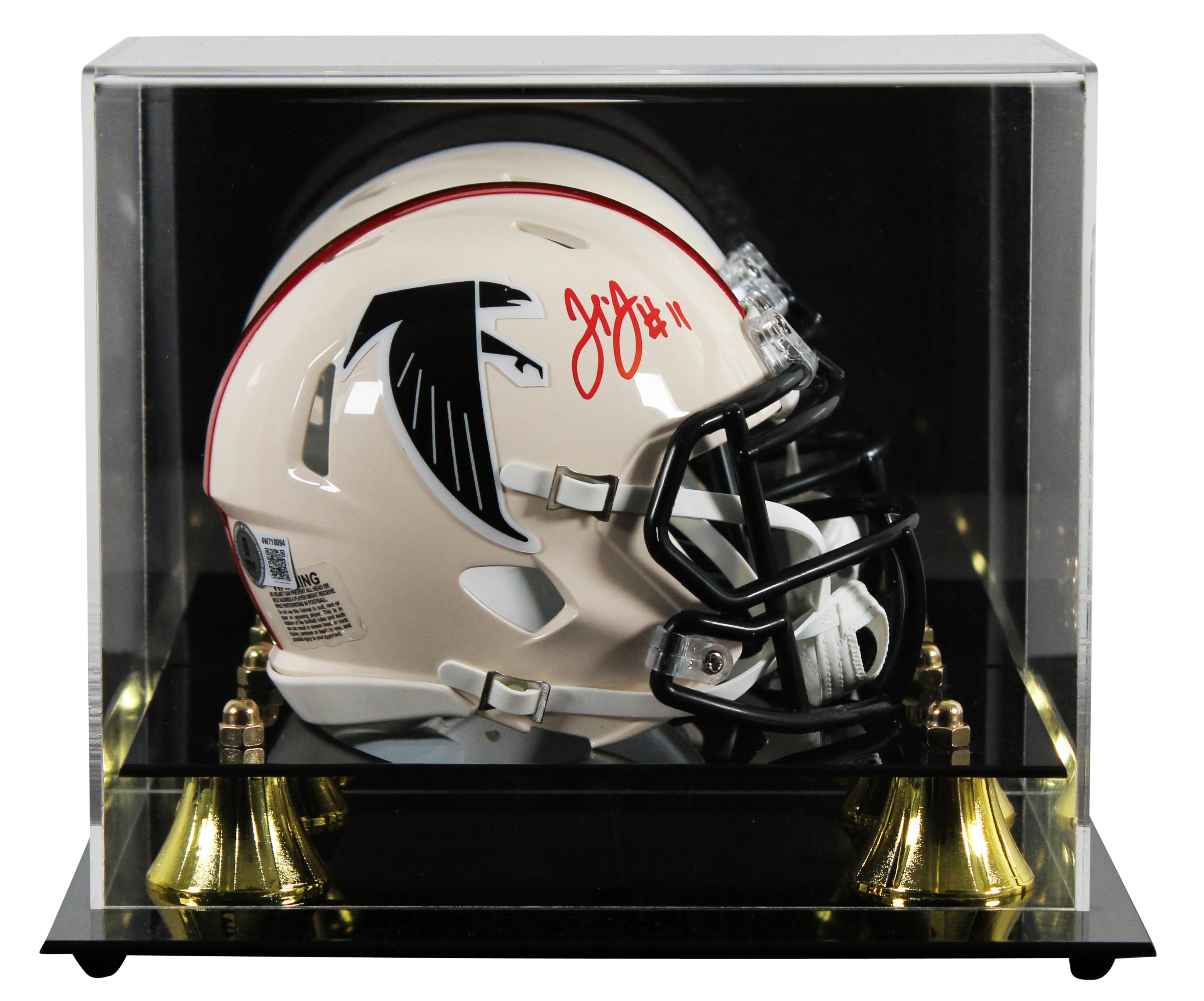 Falcons Julio Jones Signed Retro Speed Mini Helmet W/ Case BAS Witnessed - Image 2