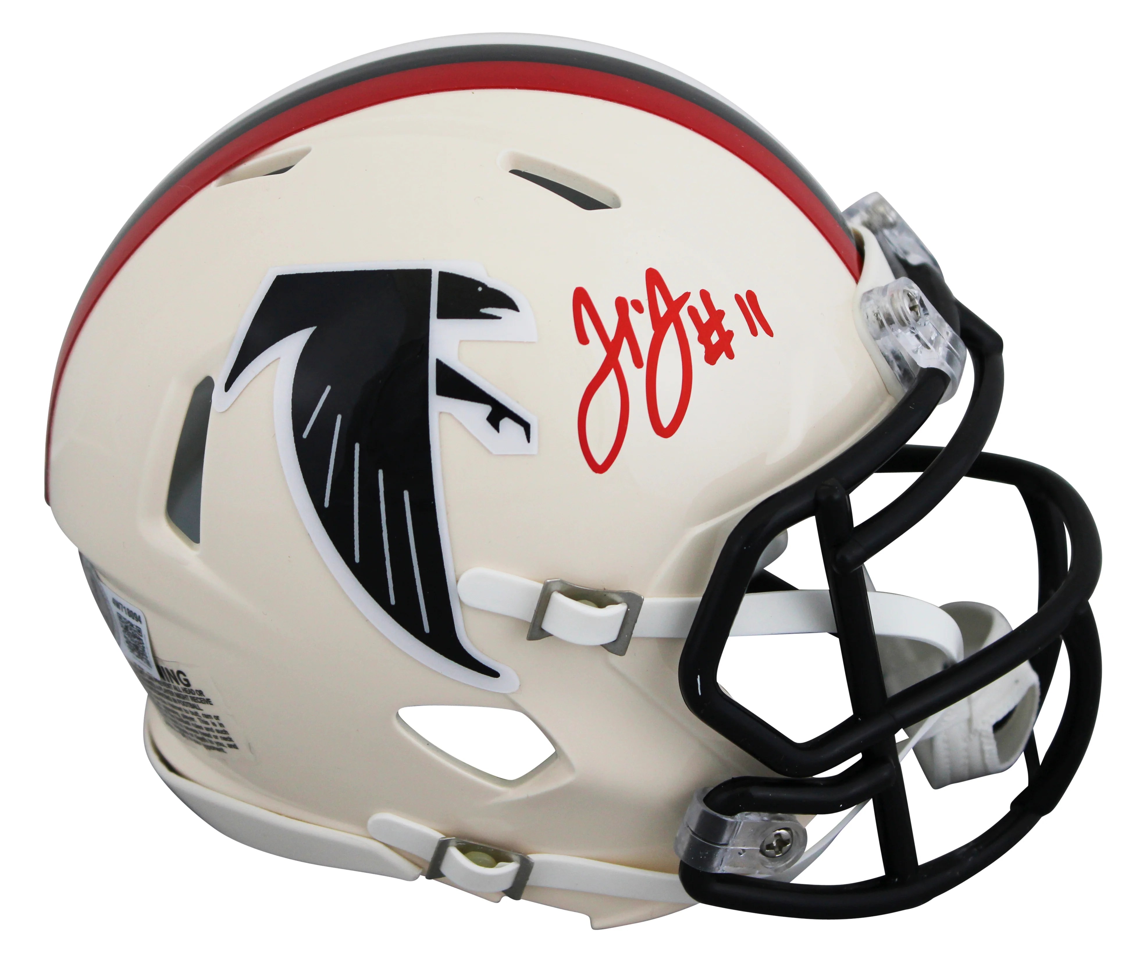 Falcons Julio Jones Signed Retro Speed Mini Helmet W/ Case BAS Witnessed - Image 4
