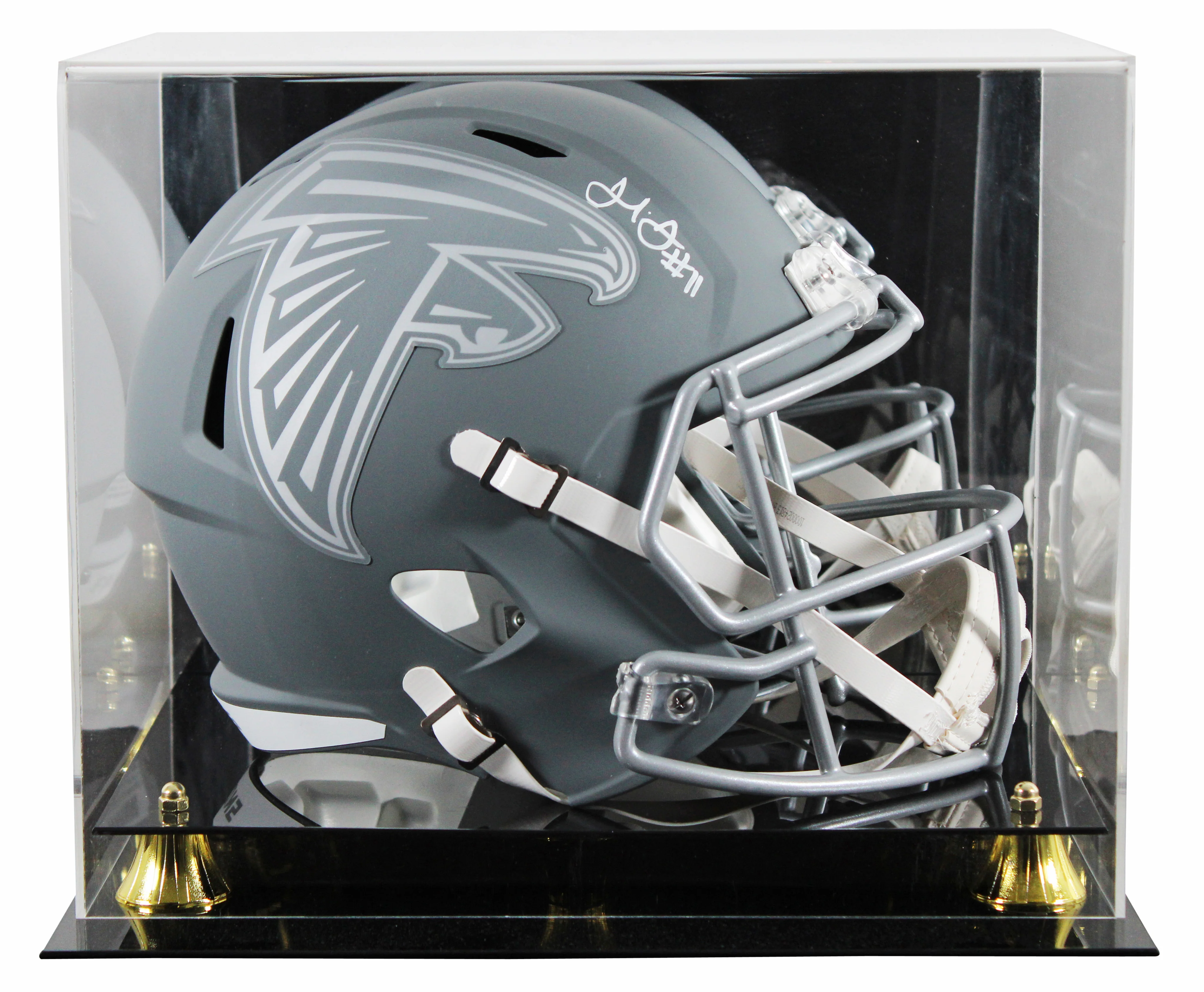 Falcons Julio Jones Signed Slate Full Size Speed Rep Helmet W/ Case BAS Witness - Image 2