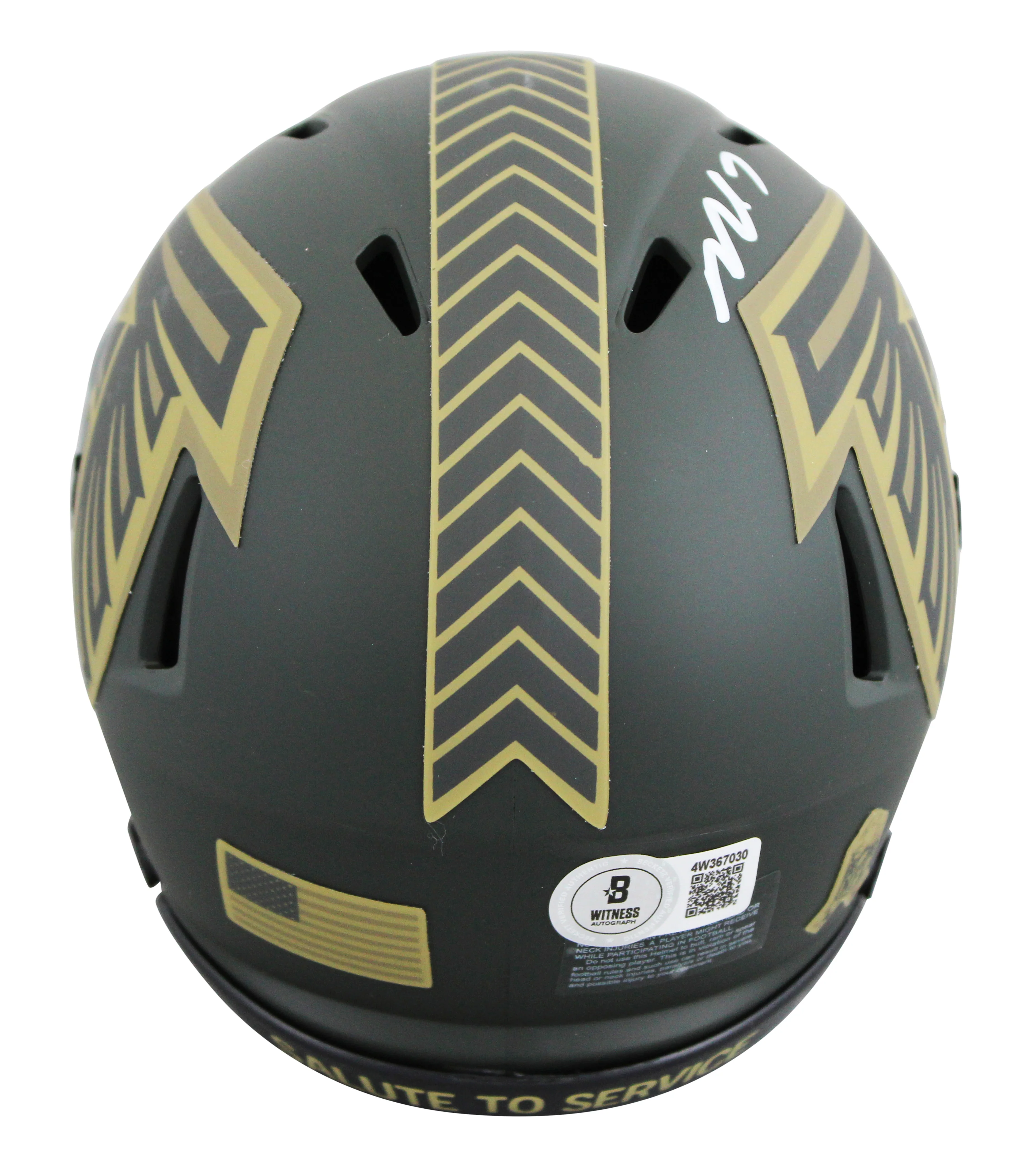 Falcons Michael Vick Signed Salute to Service IV Speed Mini Helmet BAS Witnessed - Image 3