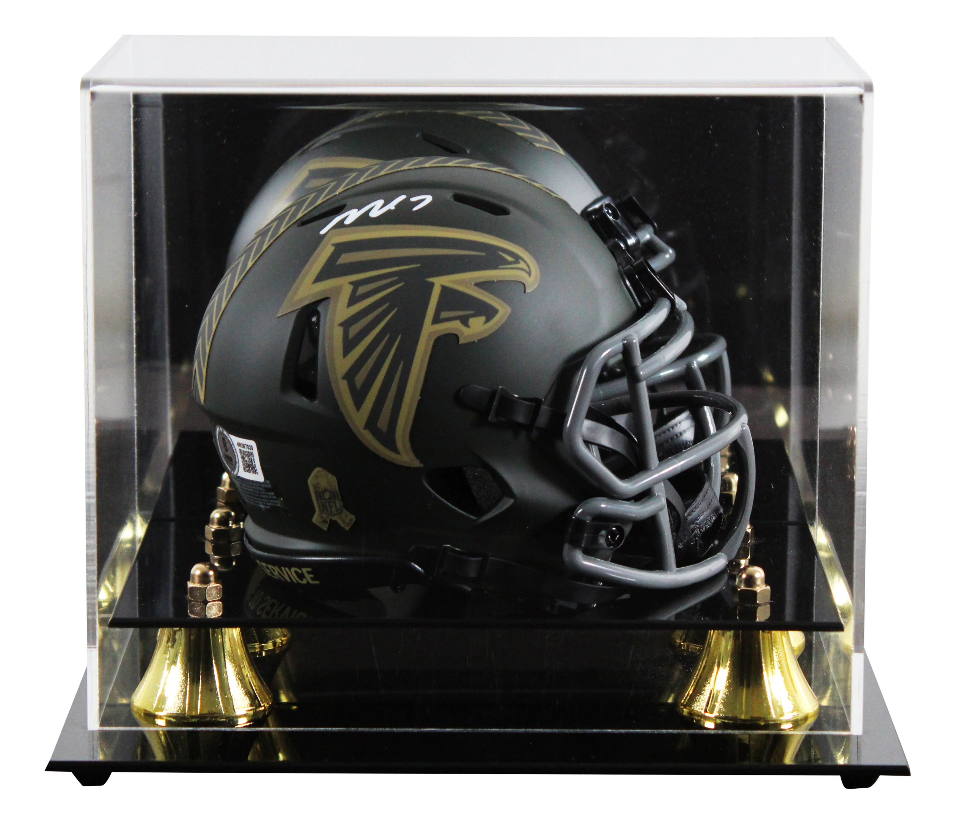 Falcons Michael Vick Signed Salute to Service IV Speed Mini Helmet W/ Case BAS W - Image 2