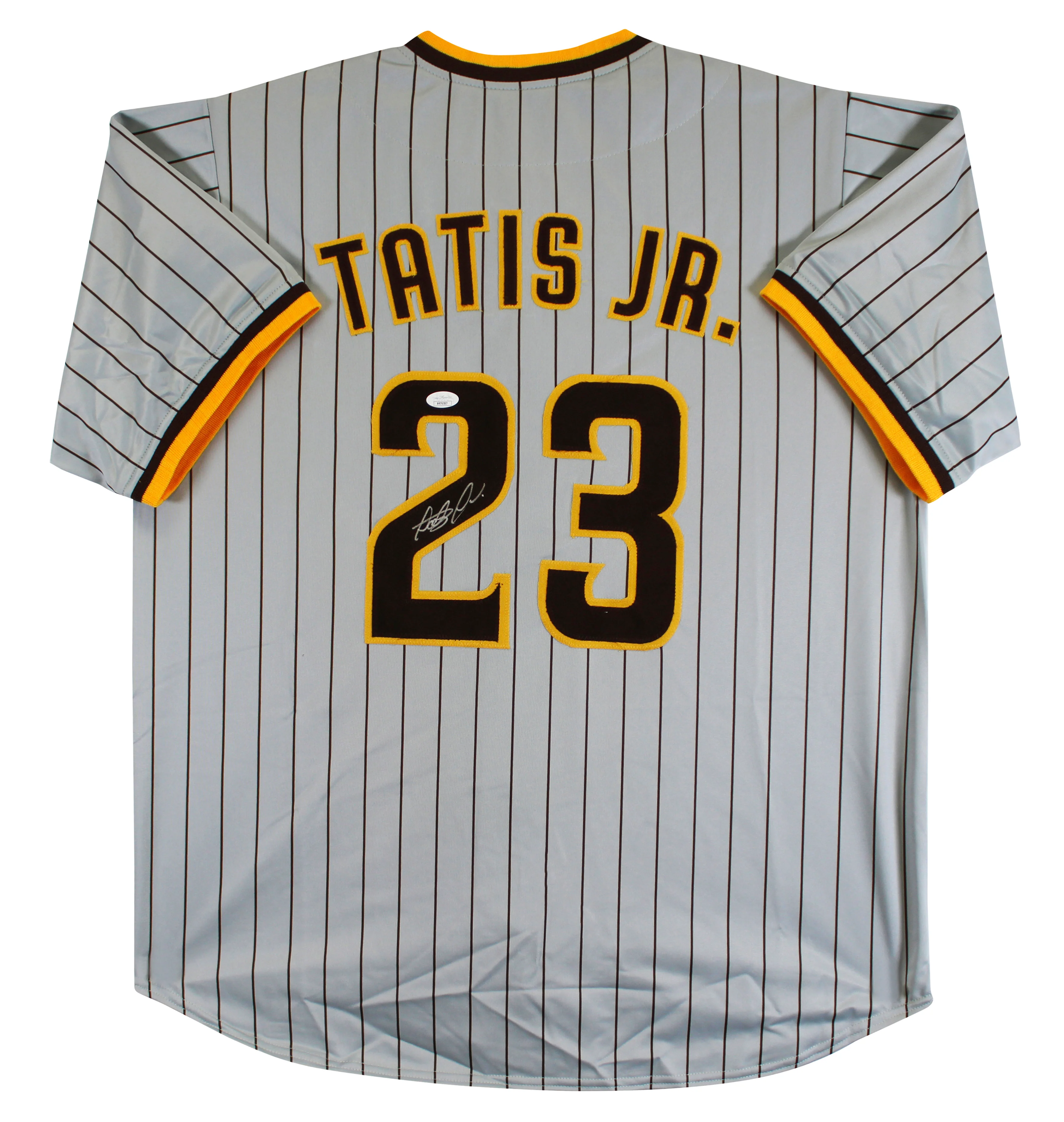 Fernando Tatis Jr. Authentic Signed Grey Pinstripe Pro Style Jersey JSA - Image 2