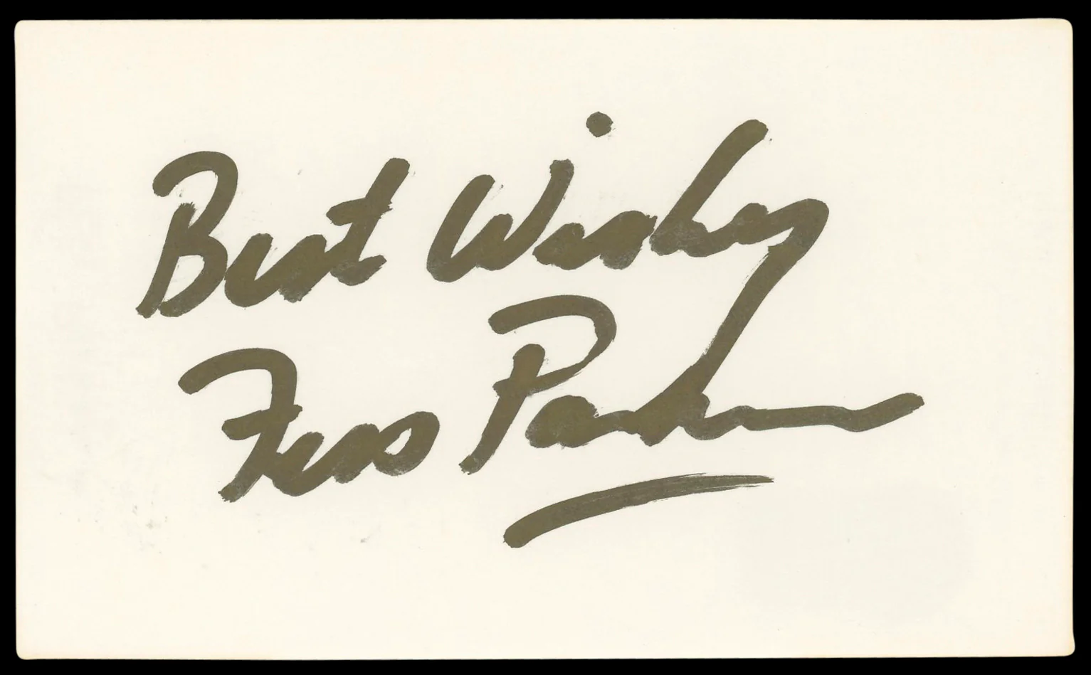 Fess Parker Daniel Boone "Best Wishes" Signed 3x5 Index Card BAS #BL98765 - Image 2