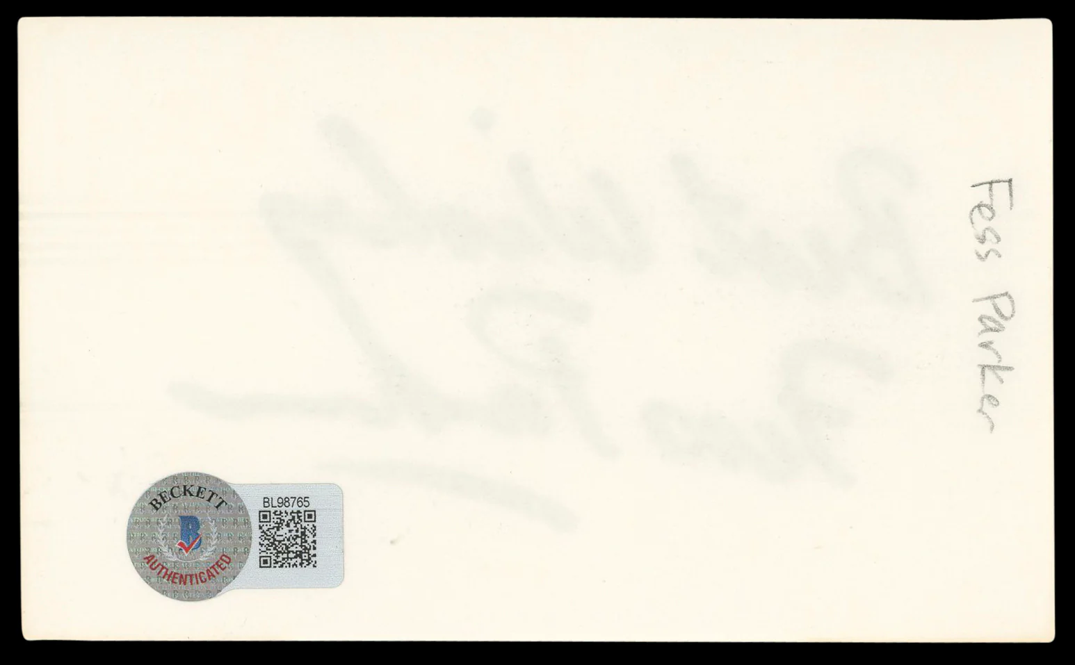 Fess Parker Daniel Boone "Best Wishes" Signed 3x5 Index Card BAS #BL98765 - Image 3