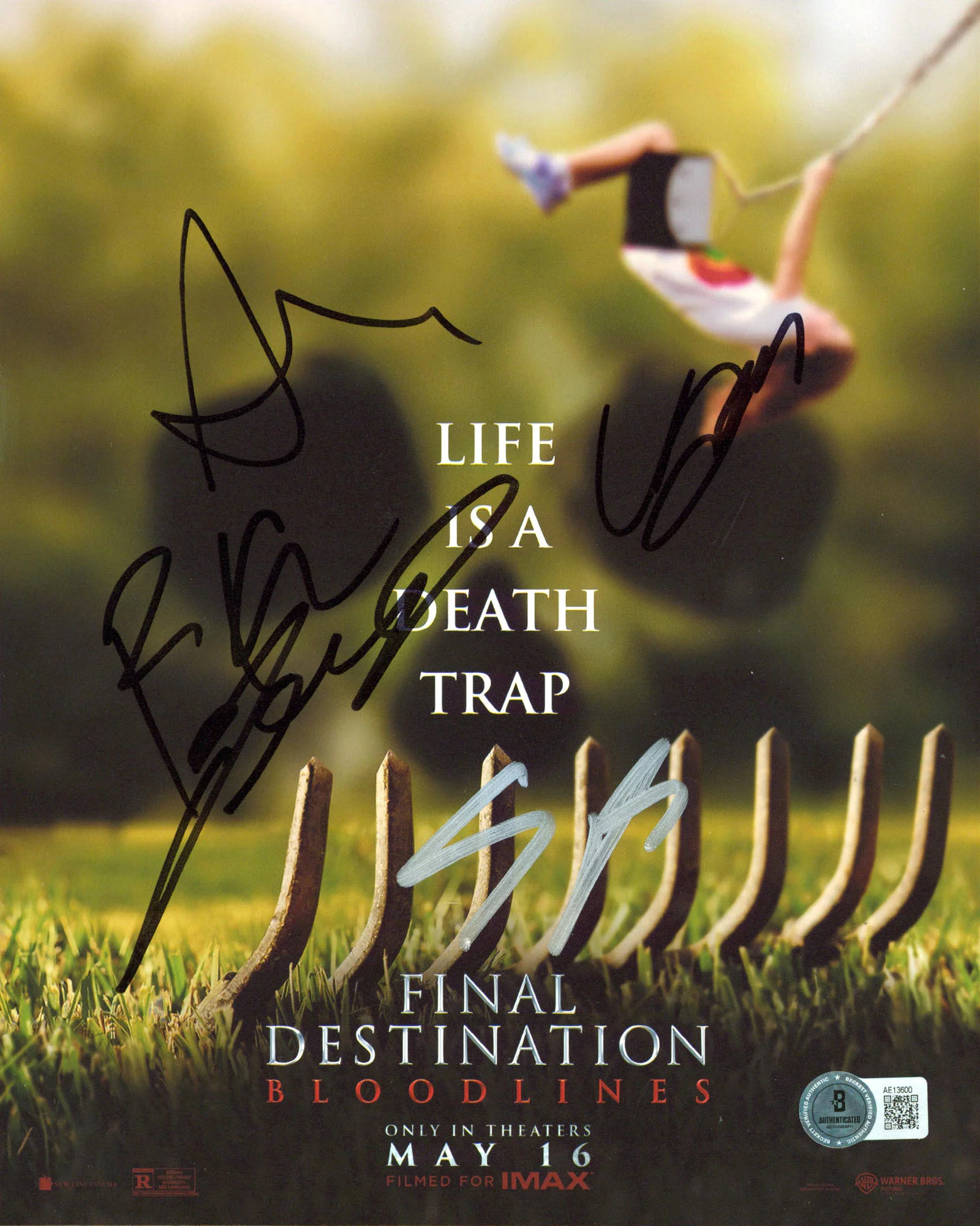 Final Destination Bloodlines Bassinger, Perry, Joyner, +2 Signed 8x10 Photo BAS - Image 2