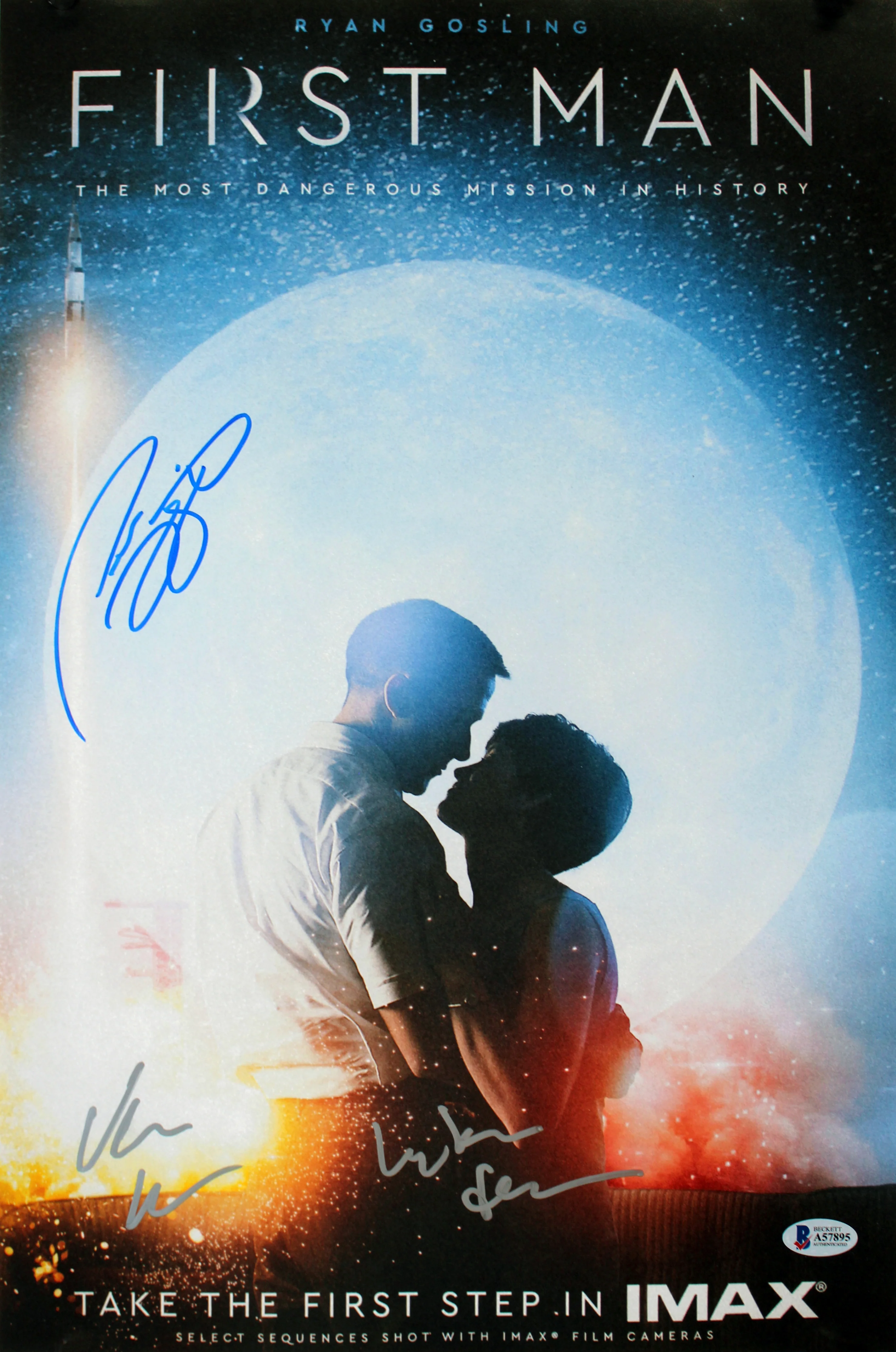First Man (3) Haas, Fugit & Hamilton Authentic Signed 12x18 Photo BAS #A57895 - Image 2