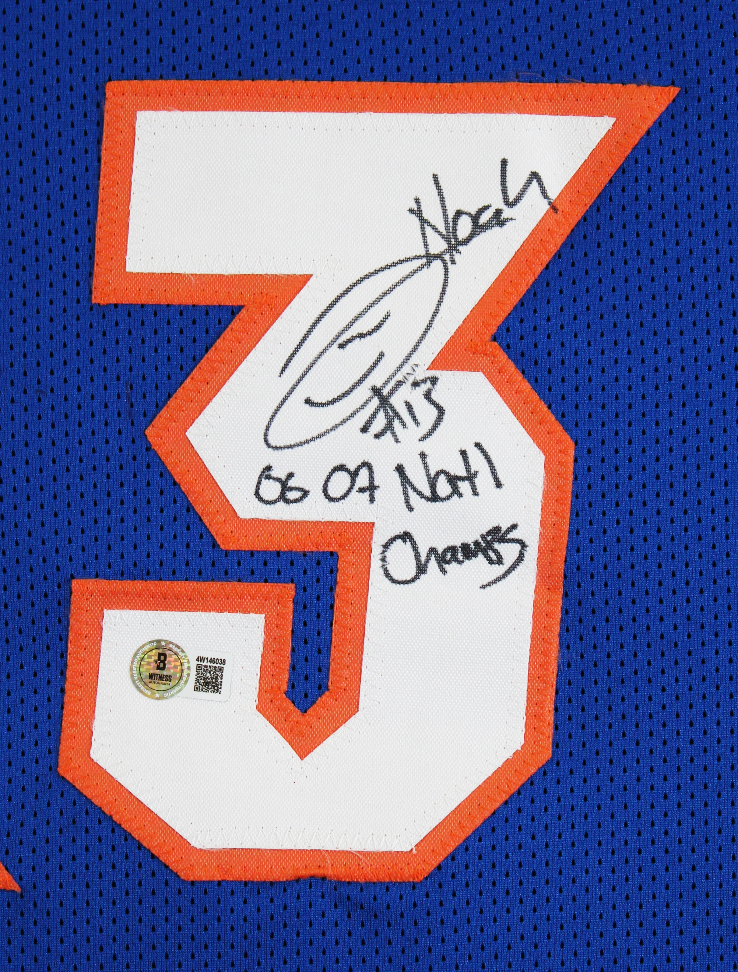 Florida Joakim Noah "06 & 07 Nat'l Champs" Signed Blue Pro Style Jersey BAS Wit - Image 3